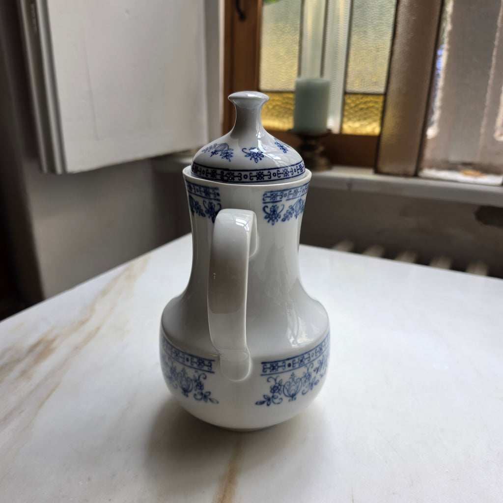 Große Vintage Kahla Zwiebelmuster Tee Kaffeekanne Kanne Vintage blau weiß