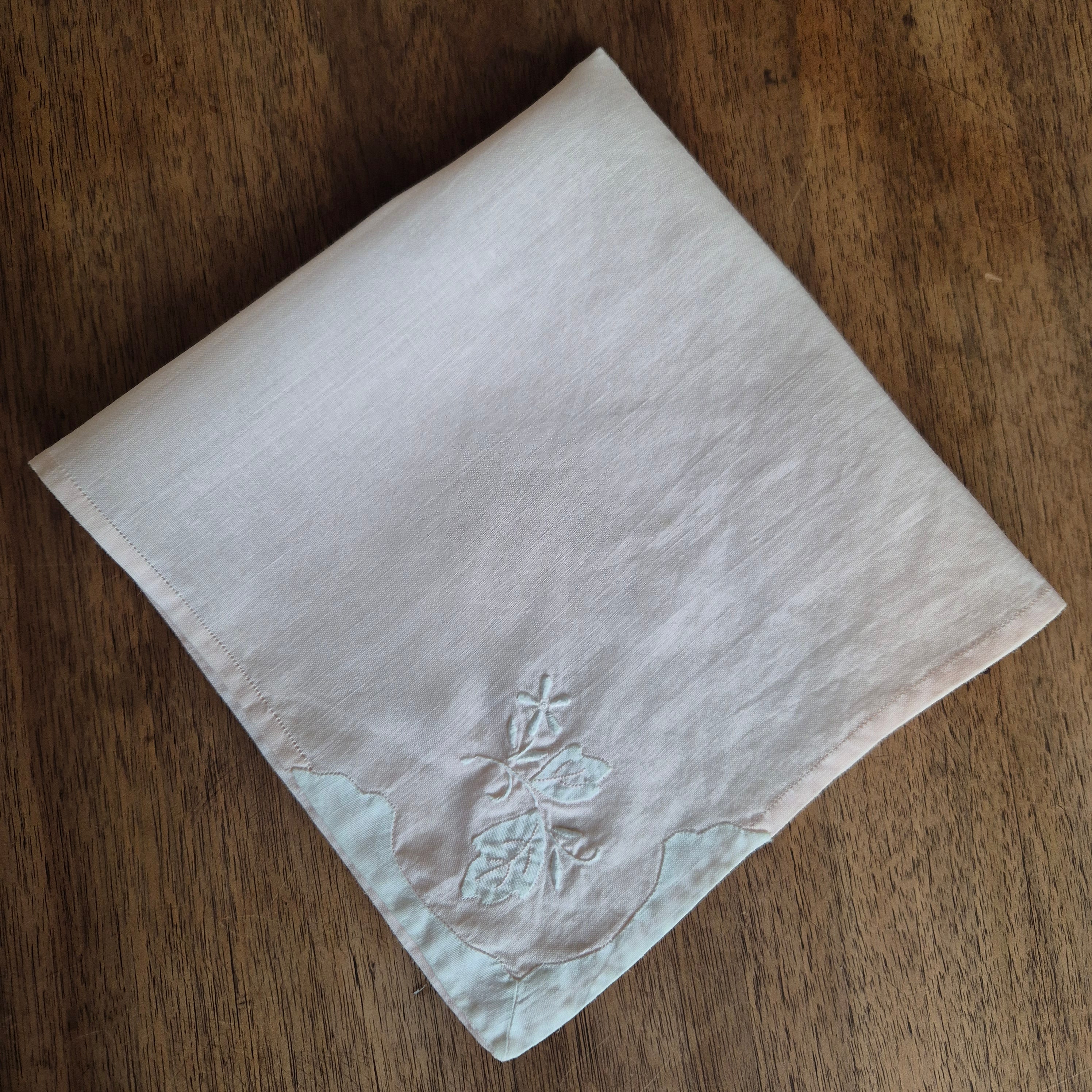 Vintage Baumwolle Serviette rosa weiß 43x43cm