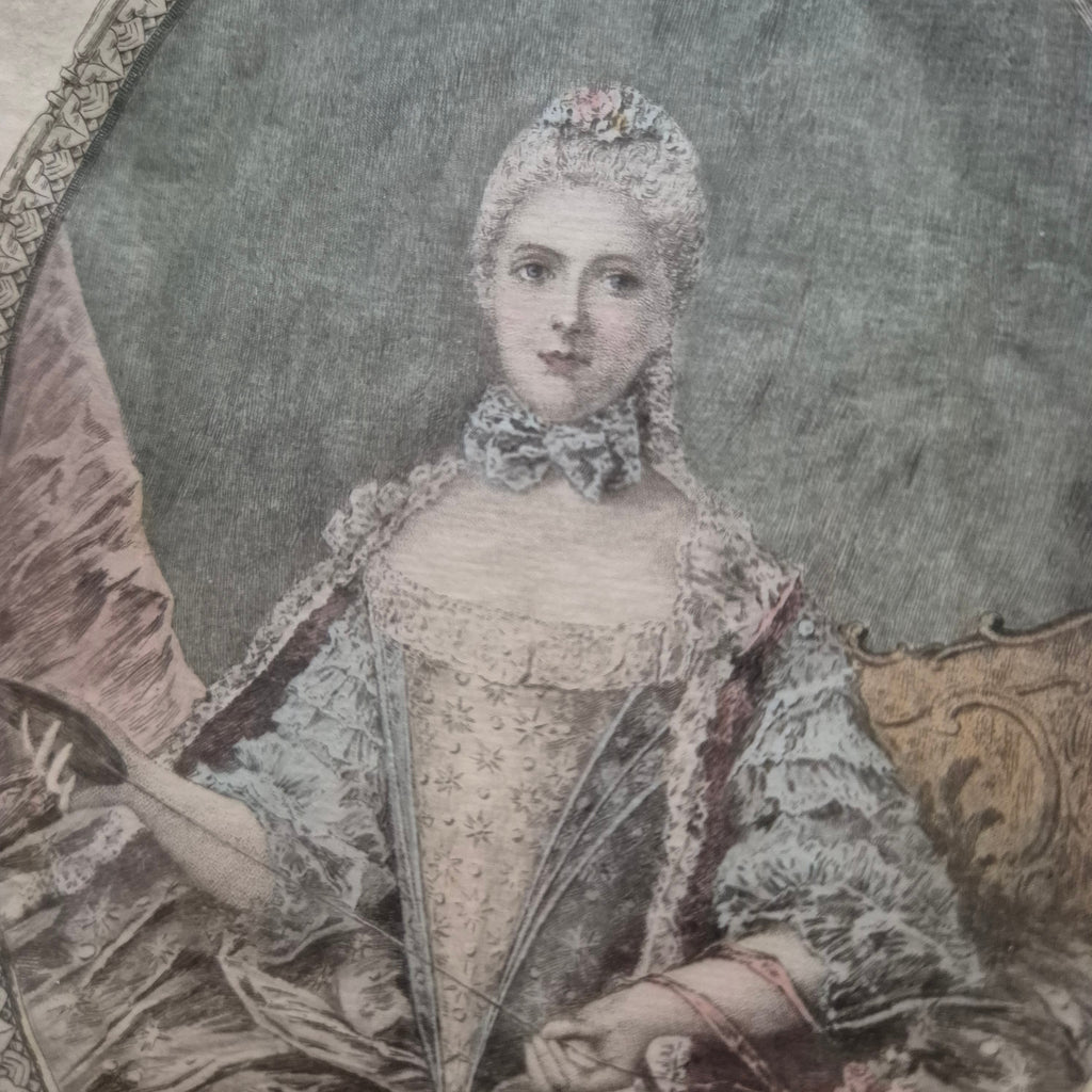 Antiker Farbstich „Madame Adélaïde de France“ – Radierung von G. Mercier (gerahmt)