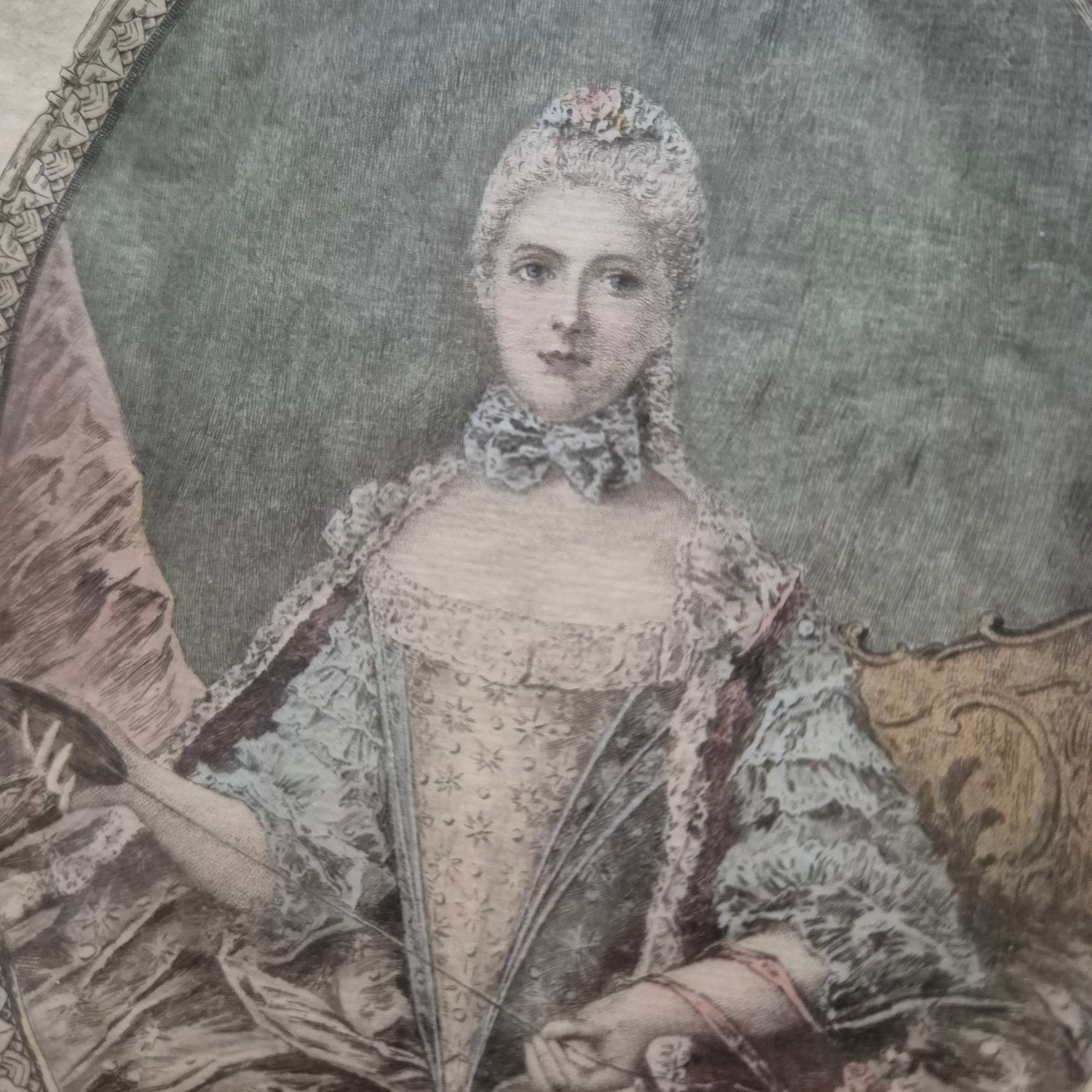 Antiker Farbstich „Madame Adélaïde de France“ – Radierung von G. Mercier (gerahmt)