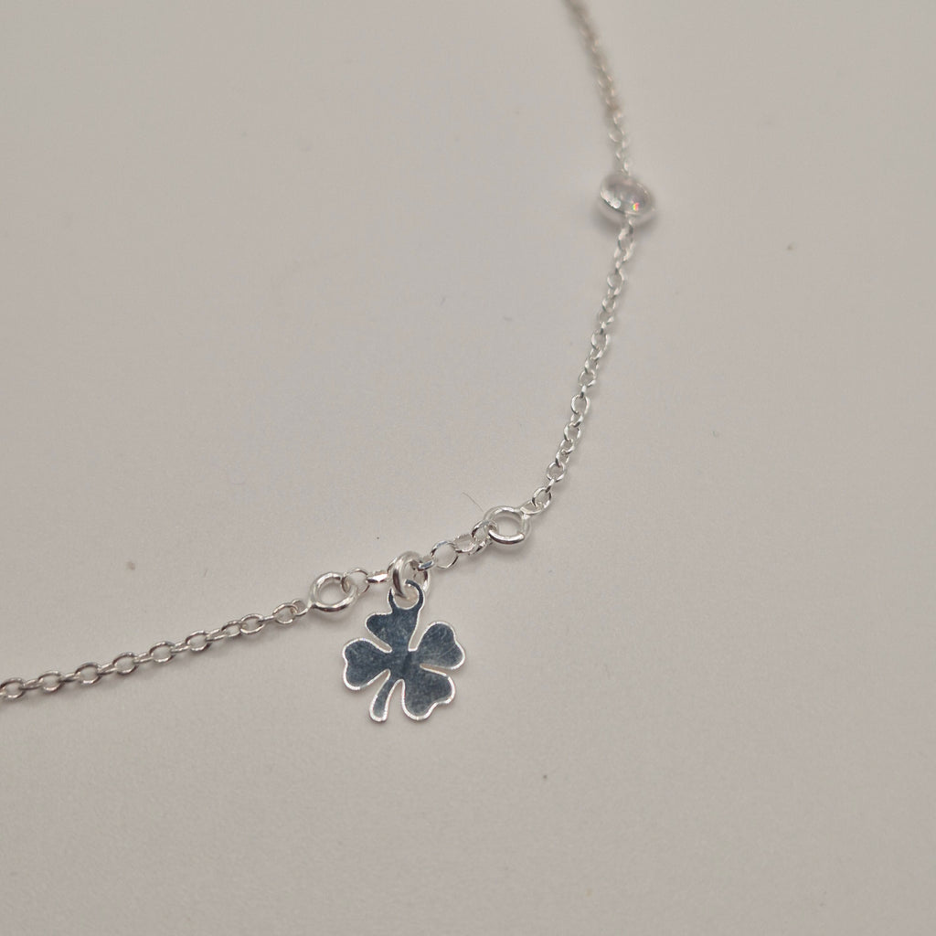 Zartes Fußkettchen Silber 925 Kleeblatt Glück