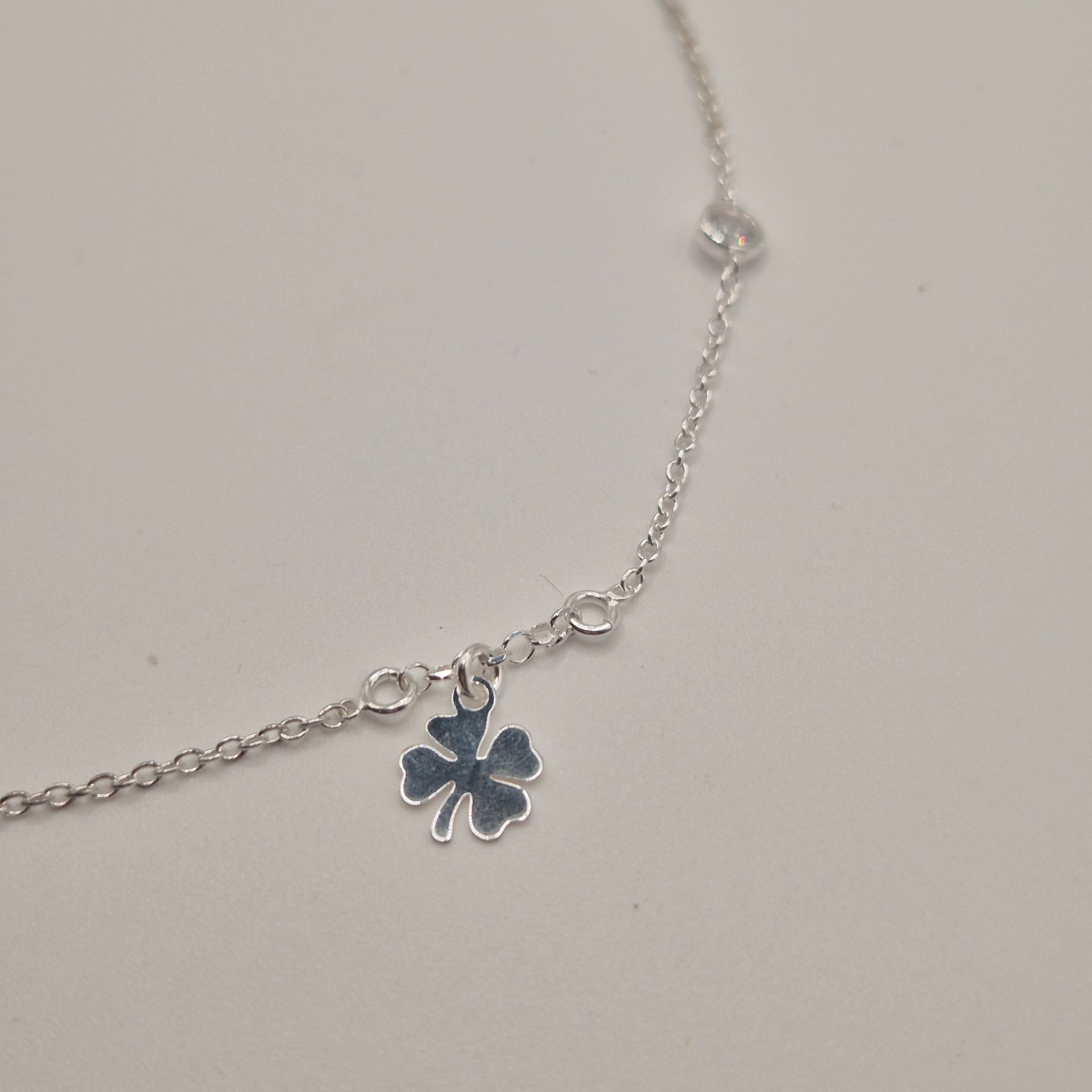 Zartes Fußkettchen Silber 925 Kleeblatt Glück