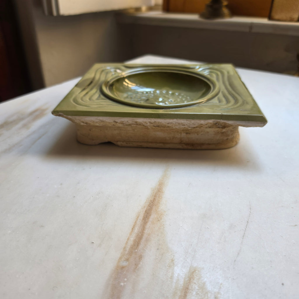 Antike Jugendstil Kachel Ofenkachel Grün