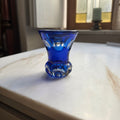 Vintage Böhmisches Kristallglas – Kobaltblau mit Goldverziehrung & Linsenschliff