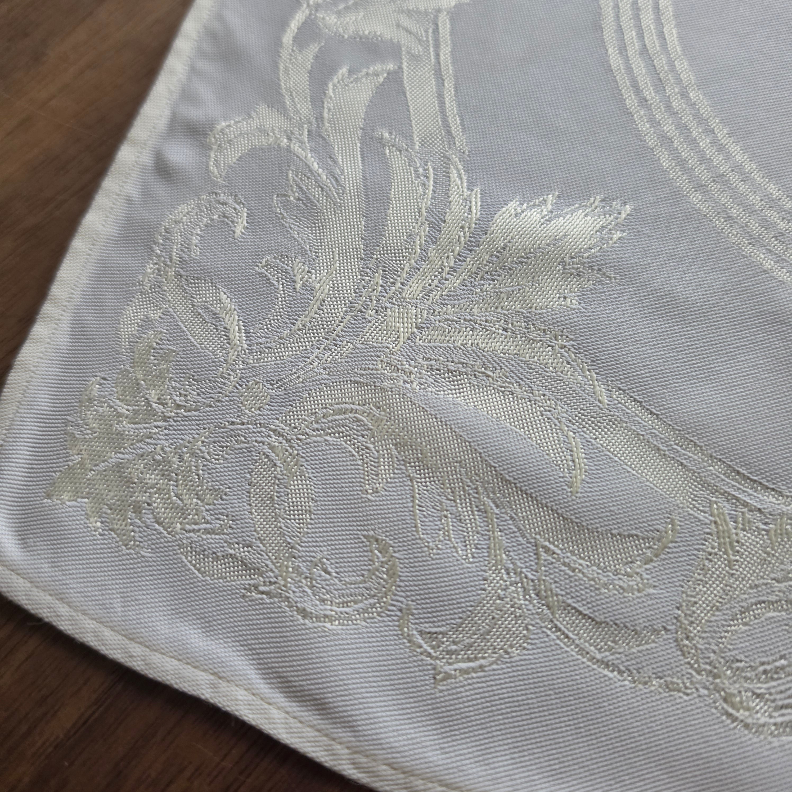 Antikes Art Jugendstil Damasttuch – Zierdeckchen/Serviette um 1900