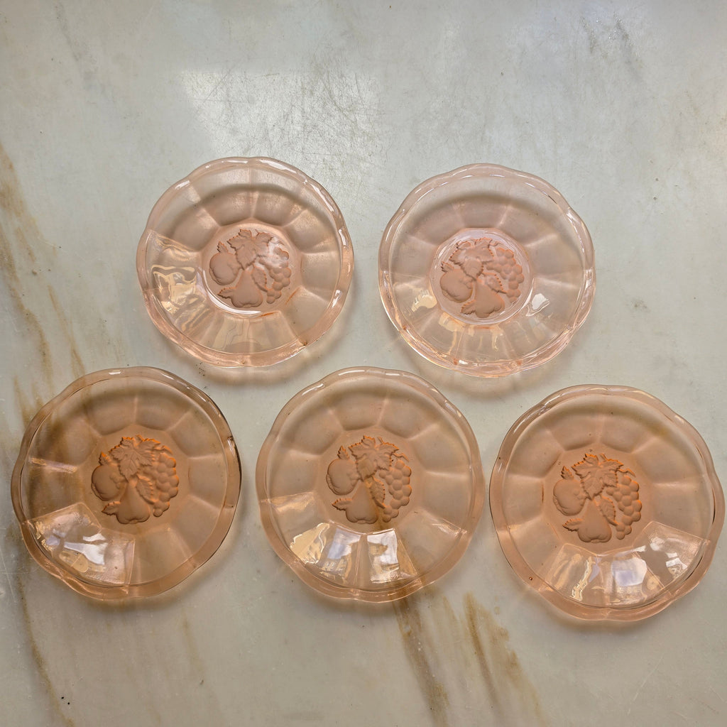 5x Rosalin Glasschalen - im Art-Déco-Stil - Schälchen mit Obstmotiv
