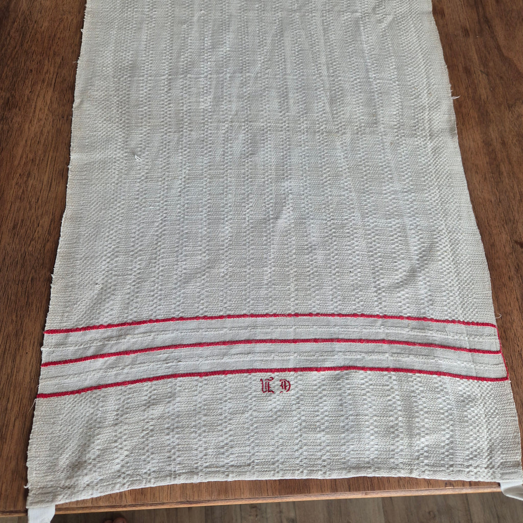 2x Antike Jugendstil Küchen-& Geschirrtücher Leinen cremeweiß Monogramm E.D. 🤍
