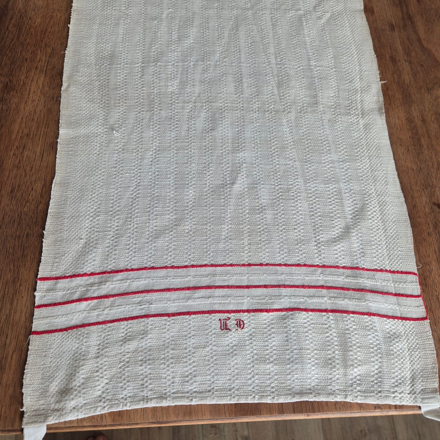 2x Antike Jugendstil Küchen-& Geschirrtücher Leinen cremeweiß Monogramm E.D. 🤍