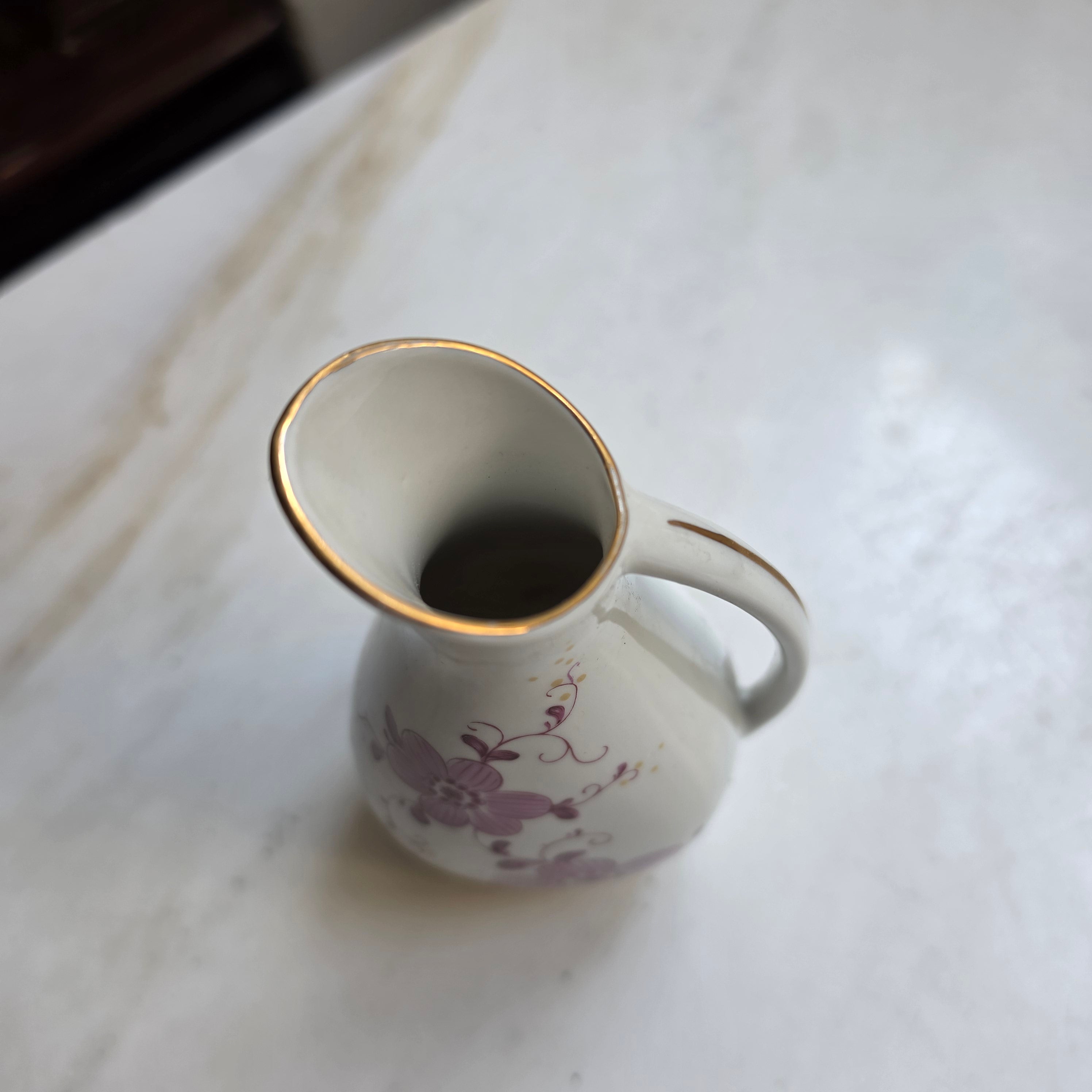 Vintage Porzellan Kännchen – Unterweißbach Thüringen - Blumendekor & Goldrand