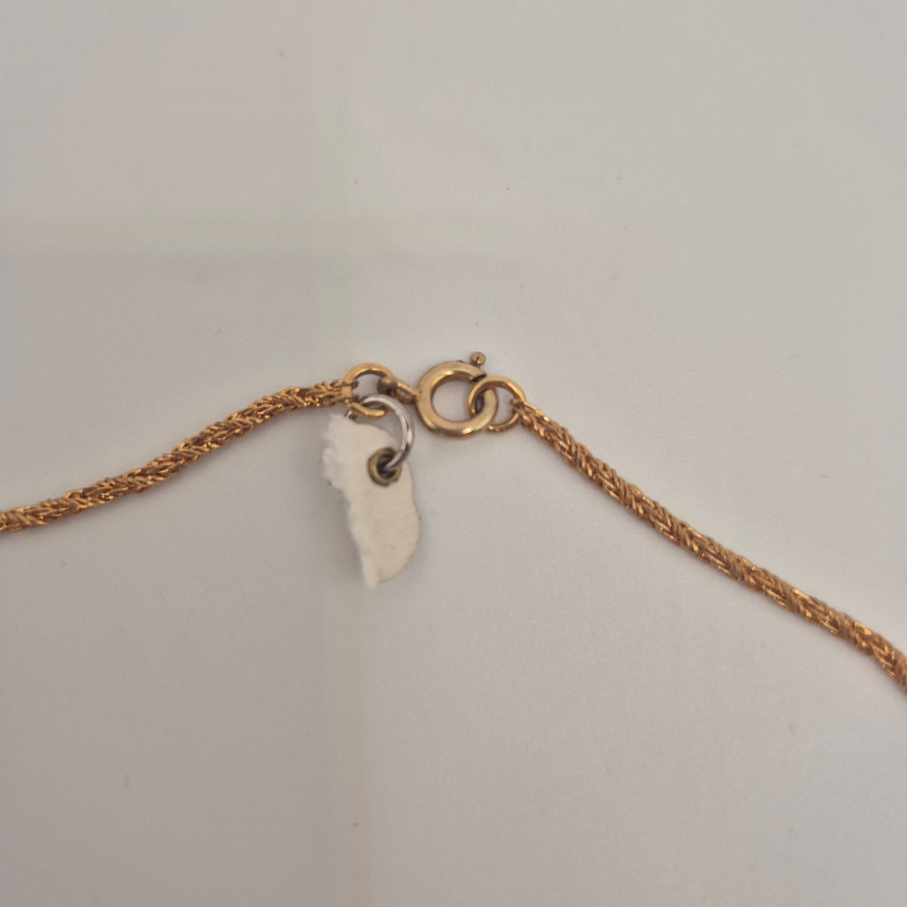 Vintage Halskette mit Anhänger edel Unikat Handmade 80er Jahre gold cremeweiß
