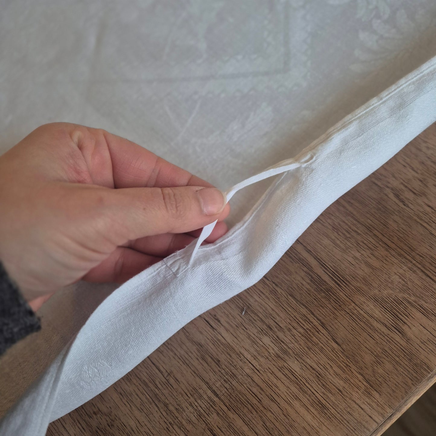 Antikes Jugendstil Küchen-&Geschirrtuch Damast weiß Baumwolle 50x112cm