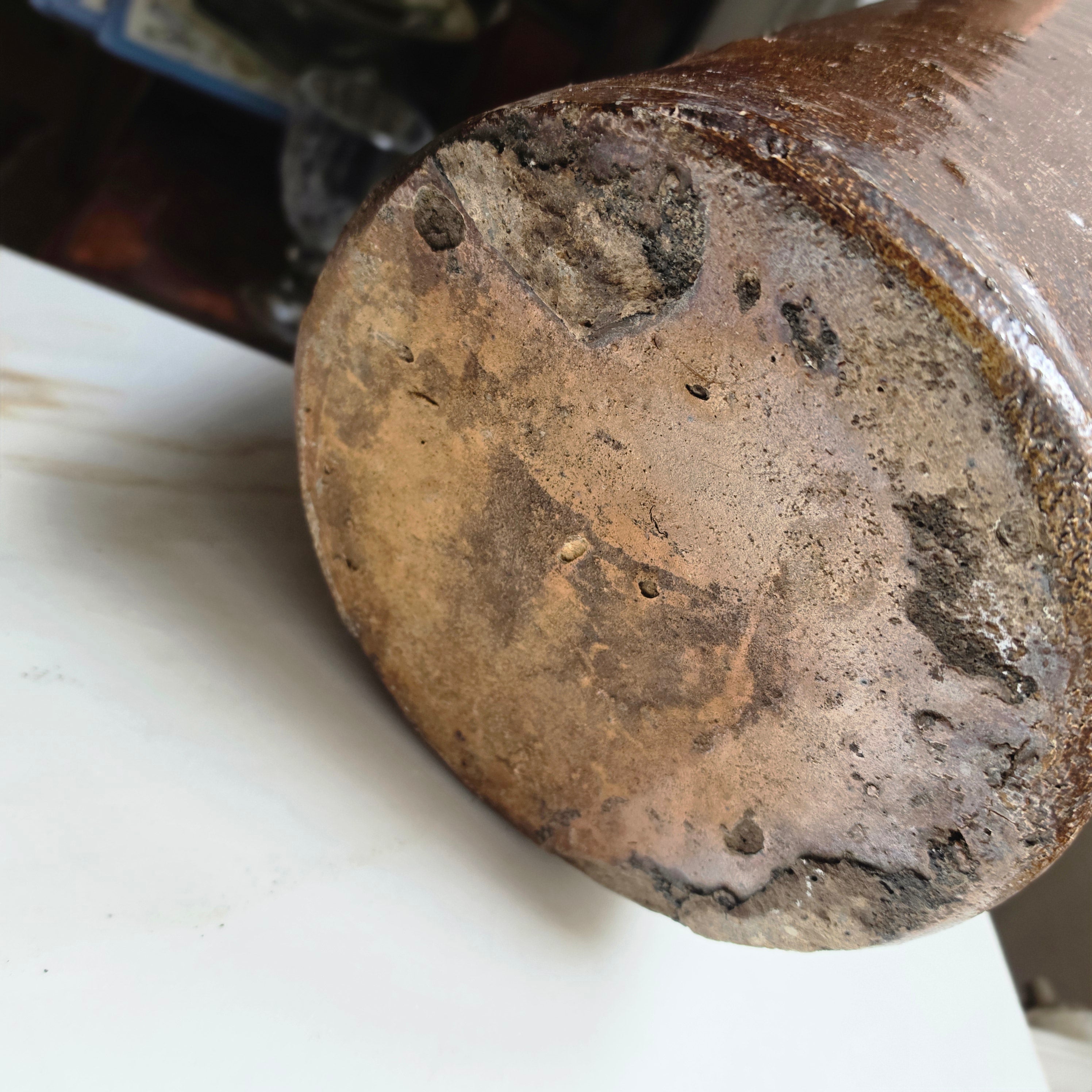 Alte Steingut-Flasche - Vase (groß) - Uriges Tongefäß mit toller Glasur