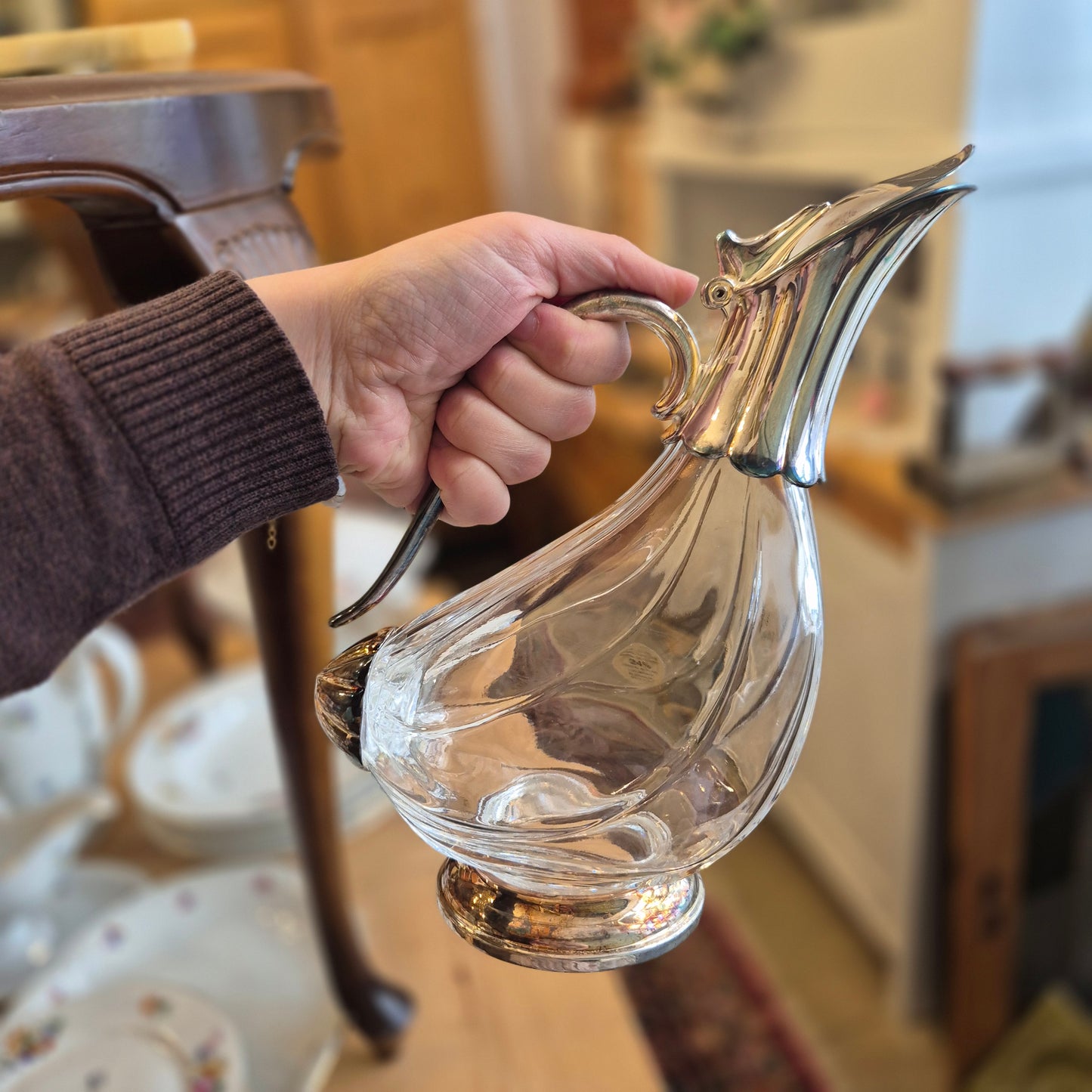 Vintage Weinkaraffe versilbert Entenform Italia Karaffe
