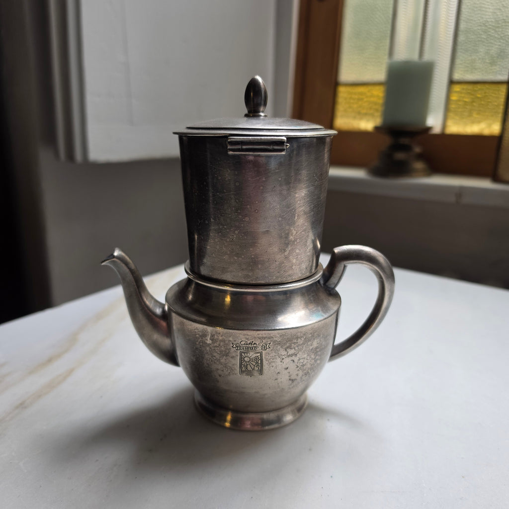 Antiker WMF Espressokocher / Kaffeekanne – Versilbert, 0,3L mit Innensieb, ca. 1920-1940