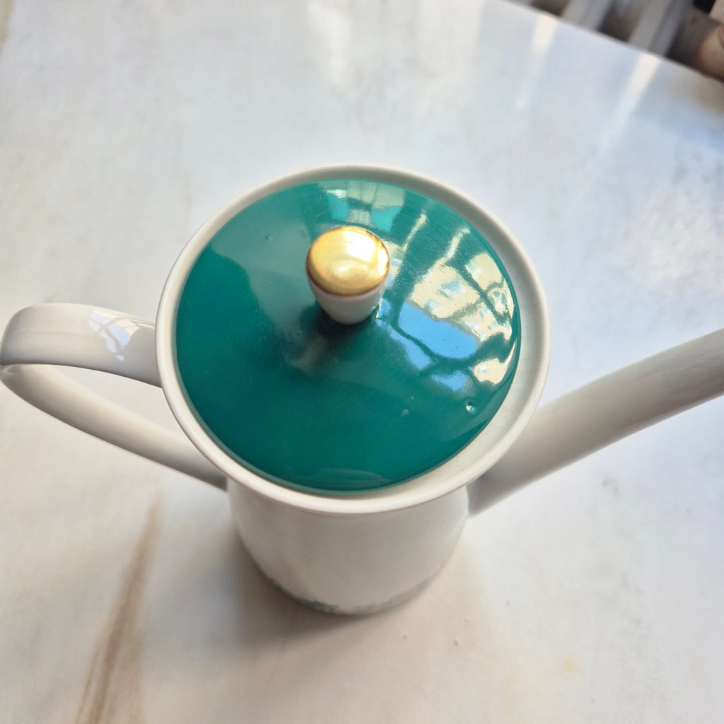 Lettin Porzellan Kaffeekanne 60er Jahre - mit Goldaktzenten