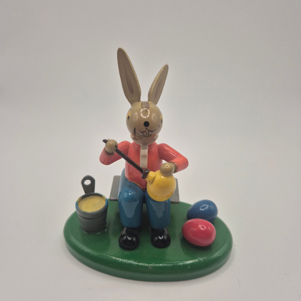 Charmante Erzgebirge-Stil Osterhasen-Figur aus Holz – Liebevoll Handbemalt