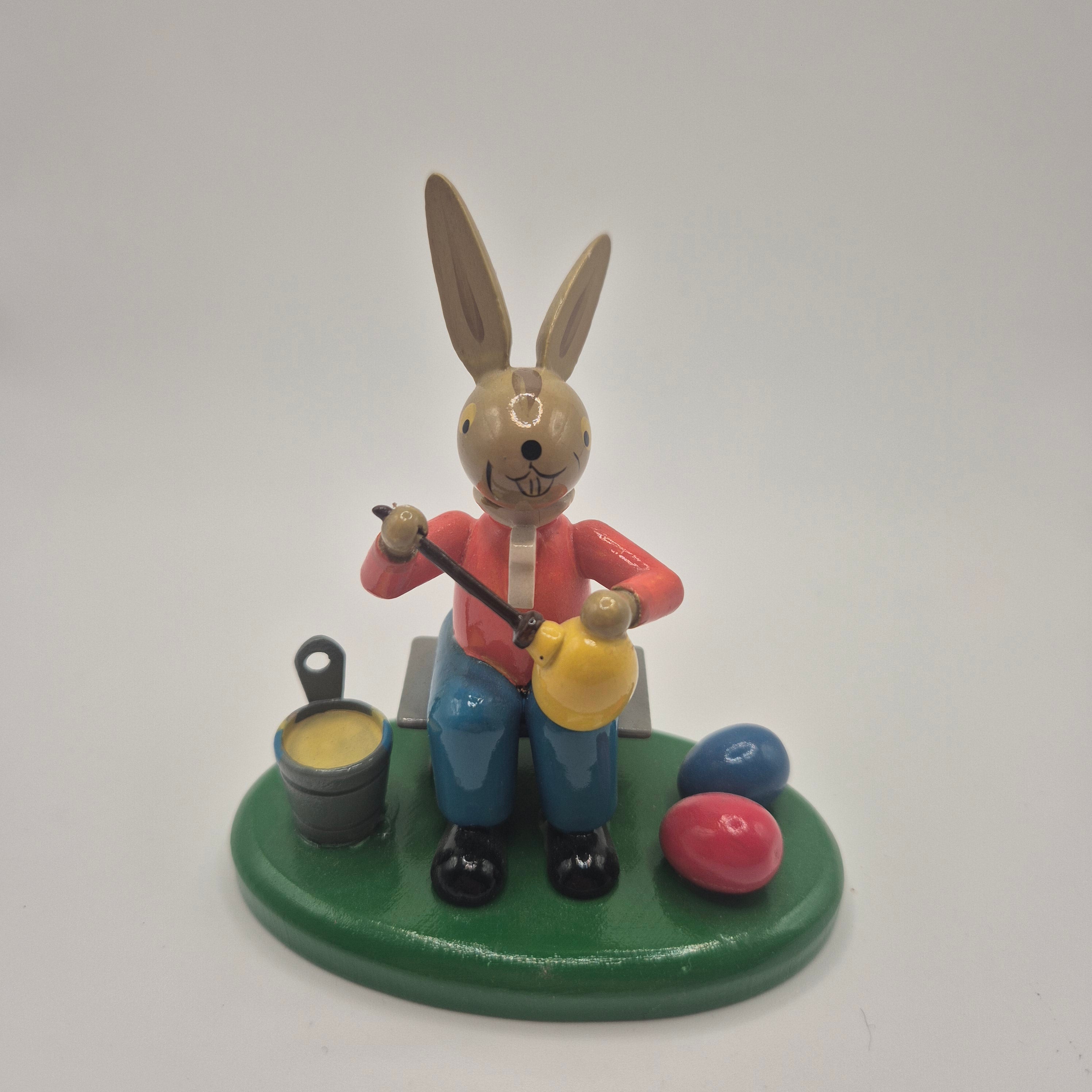 Charmante Erzgebirge-Stil Osterhasen-Figur aus Holz – Liebevoll Handbemalt