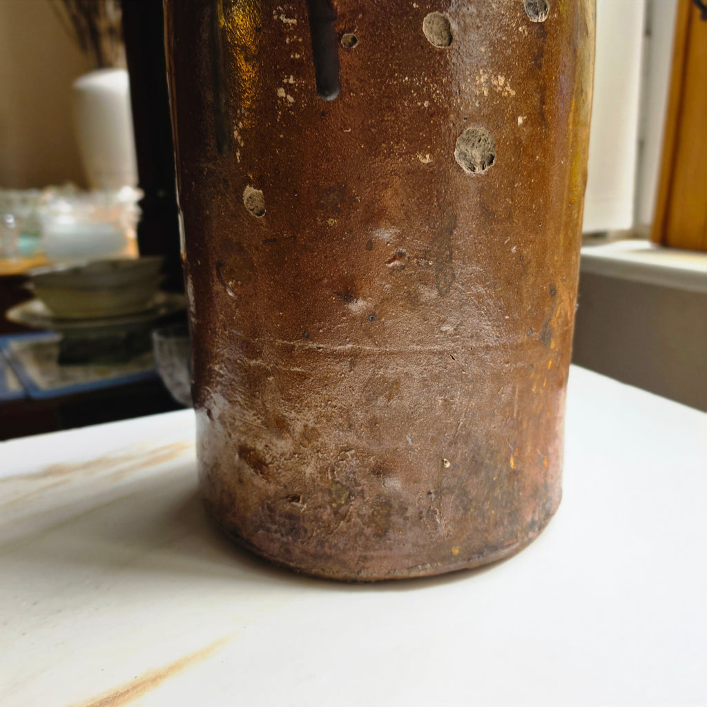 Alte Steingut-Flasche - Vase (groß) - Uriges Tongefäß mit toller Glasur