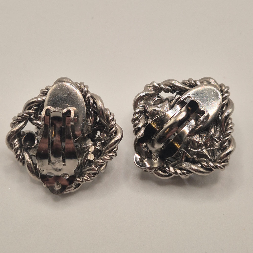 Vintage 50er Jahre Massive Runway Ohrringe / Made in West Germany Statement Clips Silber