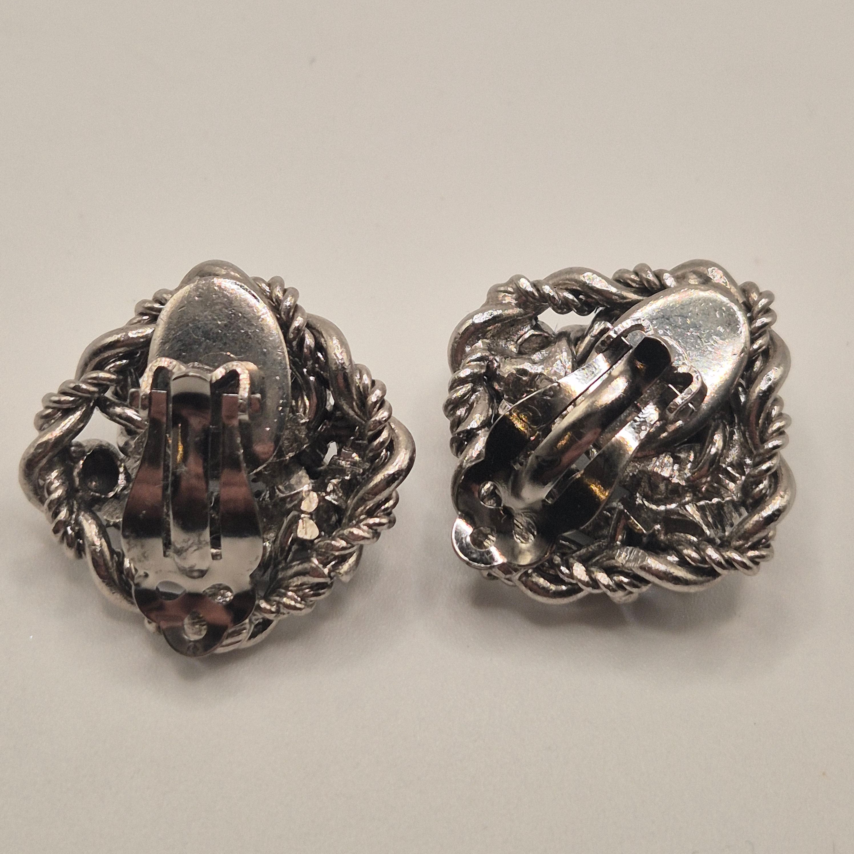Vintage 50er Jahre Massive Runway Ohrringe / Made in West Germany Statement Clips Silber