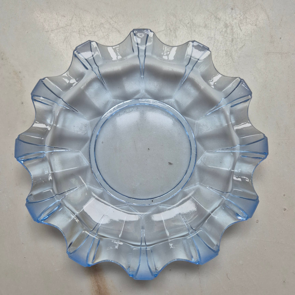 Vintage Teller blau transparent Glasschale