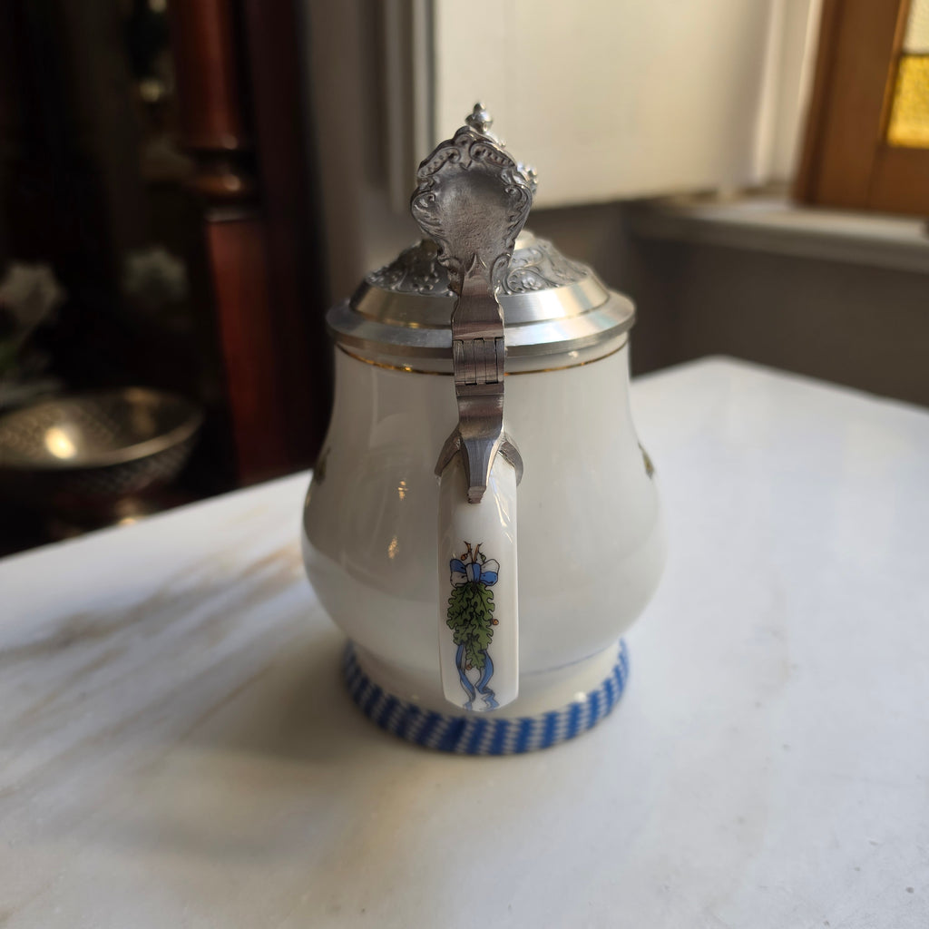 Exklusiver Porzellan-Bierkrug mit Zinndeckel – Bayerisches Wappen & Krone - Kühr Sandizell (Limitierte Auflage)