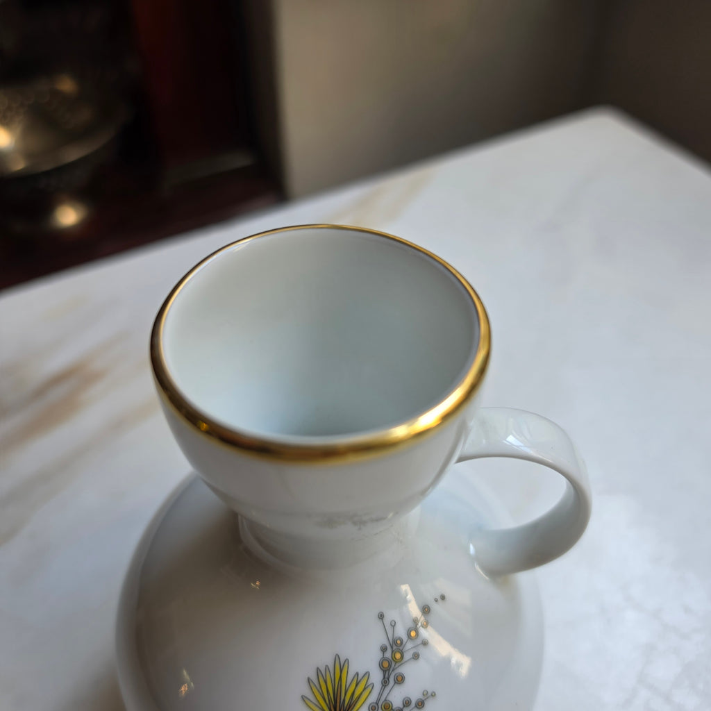 Vintage Kaiser Porzellan Henkelvase – Bauchige Vase mit Blumen-Dekor & Goldrand – W. Germany