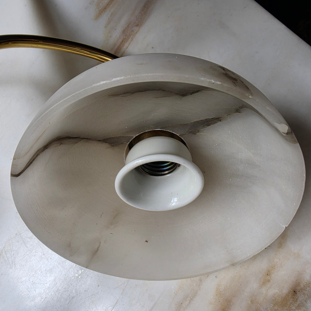 Art Jugendstil Deckenlampe - 3-armig mit Marmoroptik Glasschalen und Messing