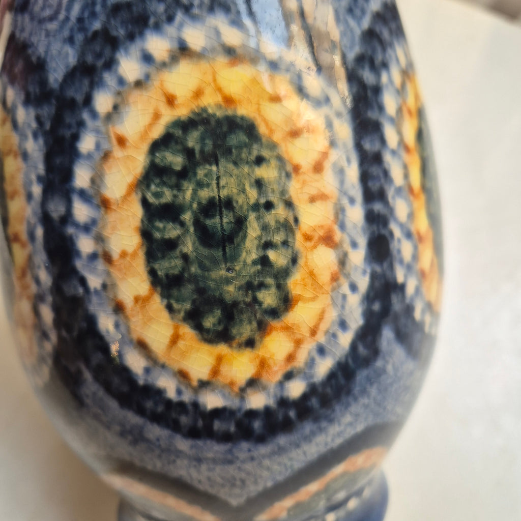 60er Jahre Midcentury Krug Vase blau mit Henkel alt