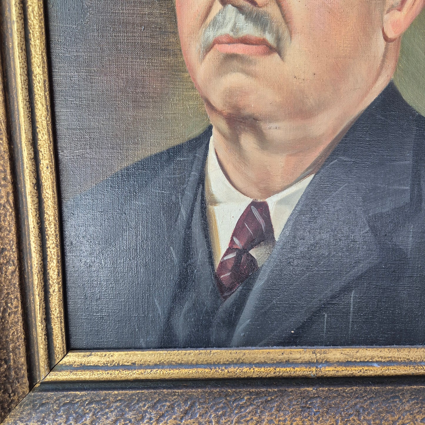 Antikes Ölgemälde auf Leinwand Portrait eines Mannes gerahmt