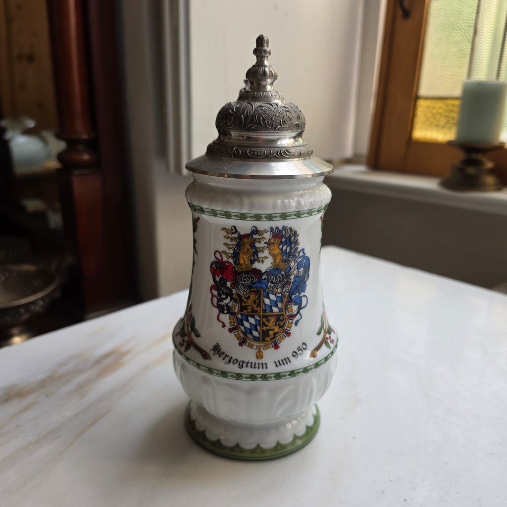Vintage Sammlerkrug Porzellan & Zinn – Kühr Sandizell „Bayerisches Herzogtum um 950“ – Limitiert - Bierkrug