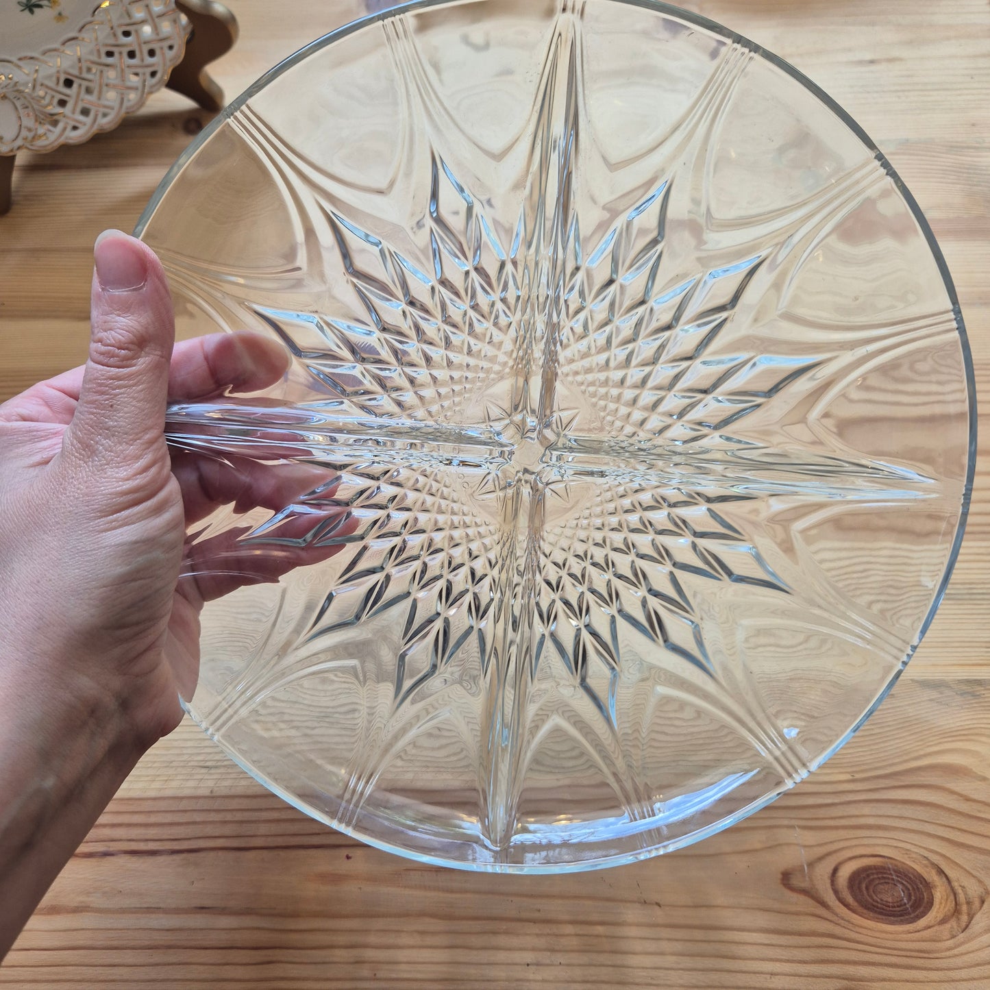 Servierteller Vintage 60er Jahre Glas Kristall rund