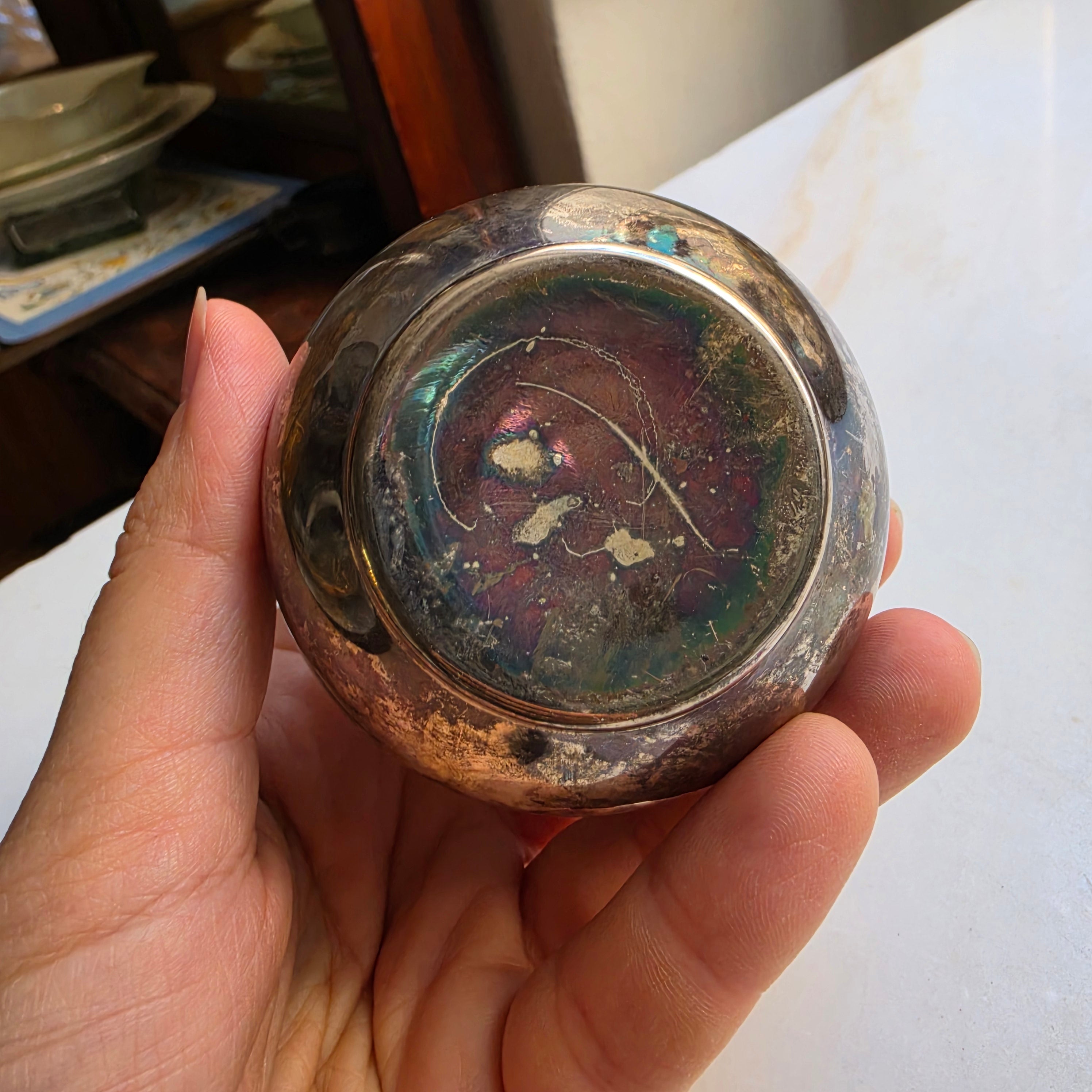 Antike Art Deco Zuckerdose mit Deckel Metall zum Aufpolieren