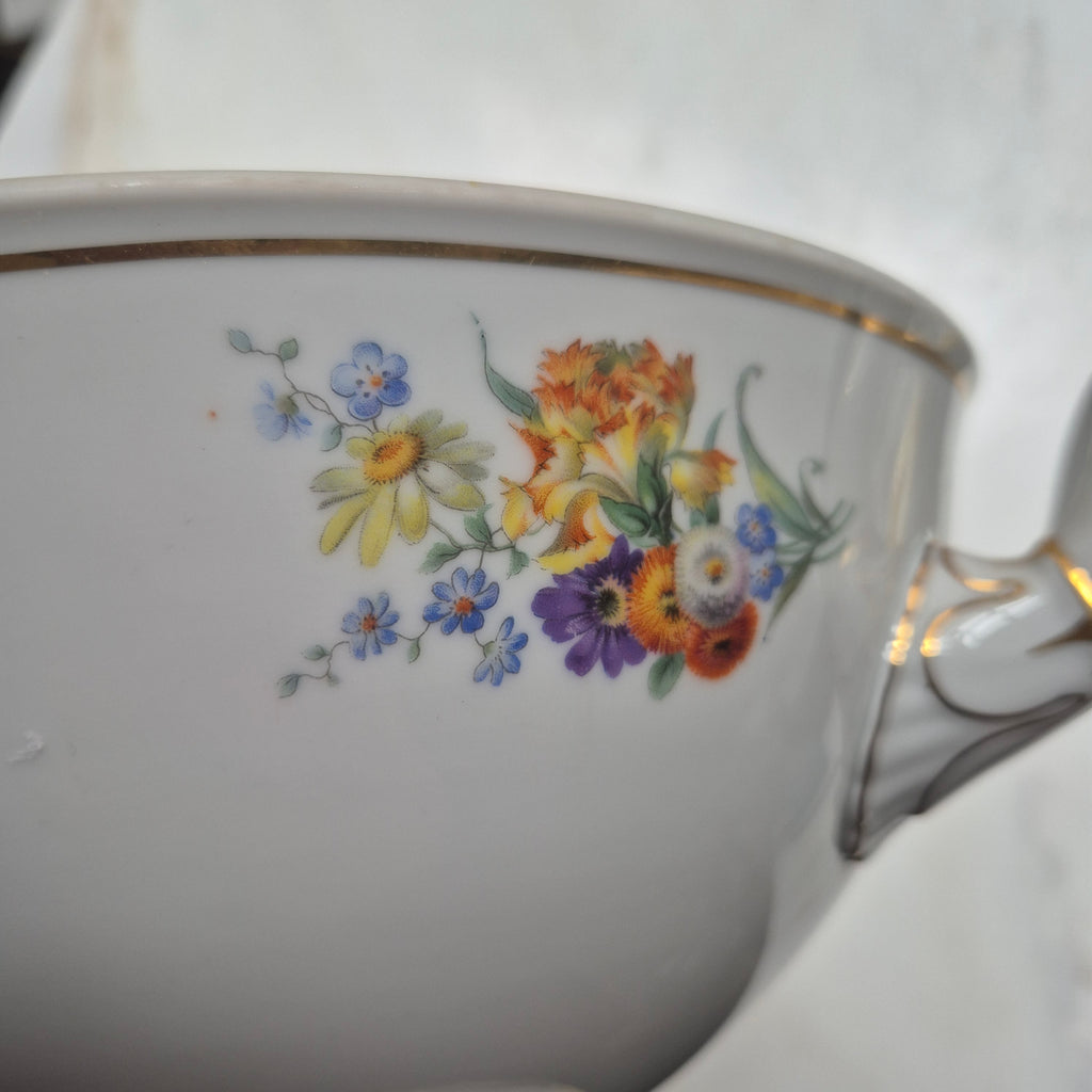 Antike große Rosenthal Empire Terrine Suppenterrine Schüssel mit Deckel Blumenmalerei Porzellan