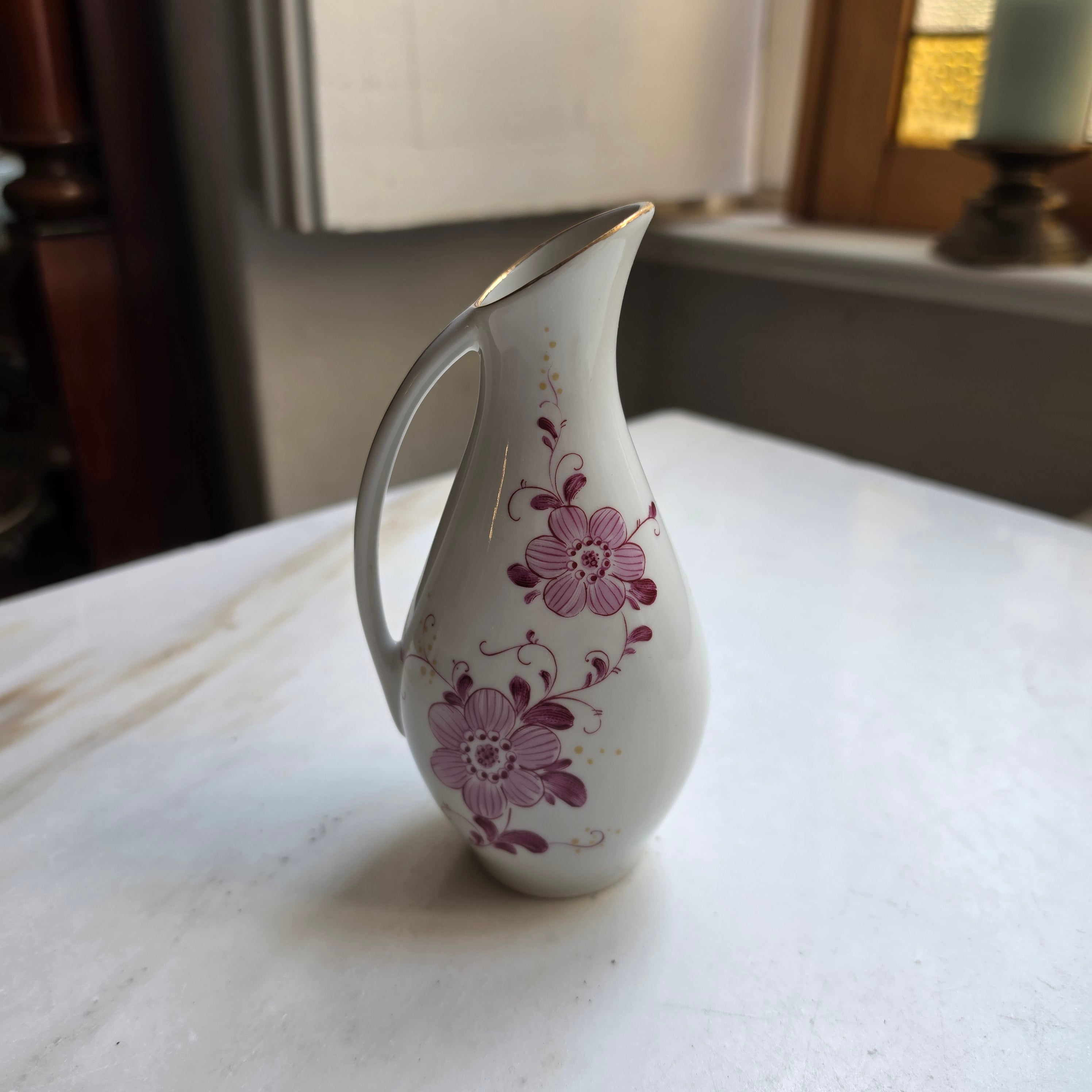 Vintage Porzellan Kännchen – Unterweißbach Thüringen - Blumendekor & Goldrand