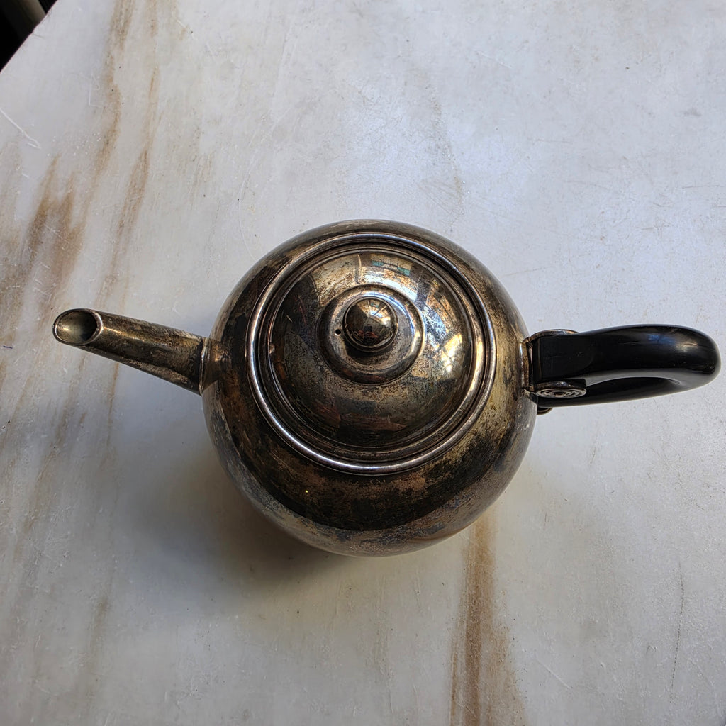 Antike Teekanne Metall im Art Deco Stil - zum Aufpolieren