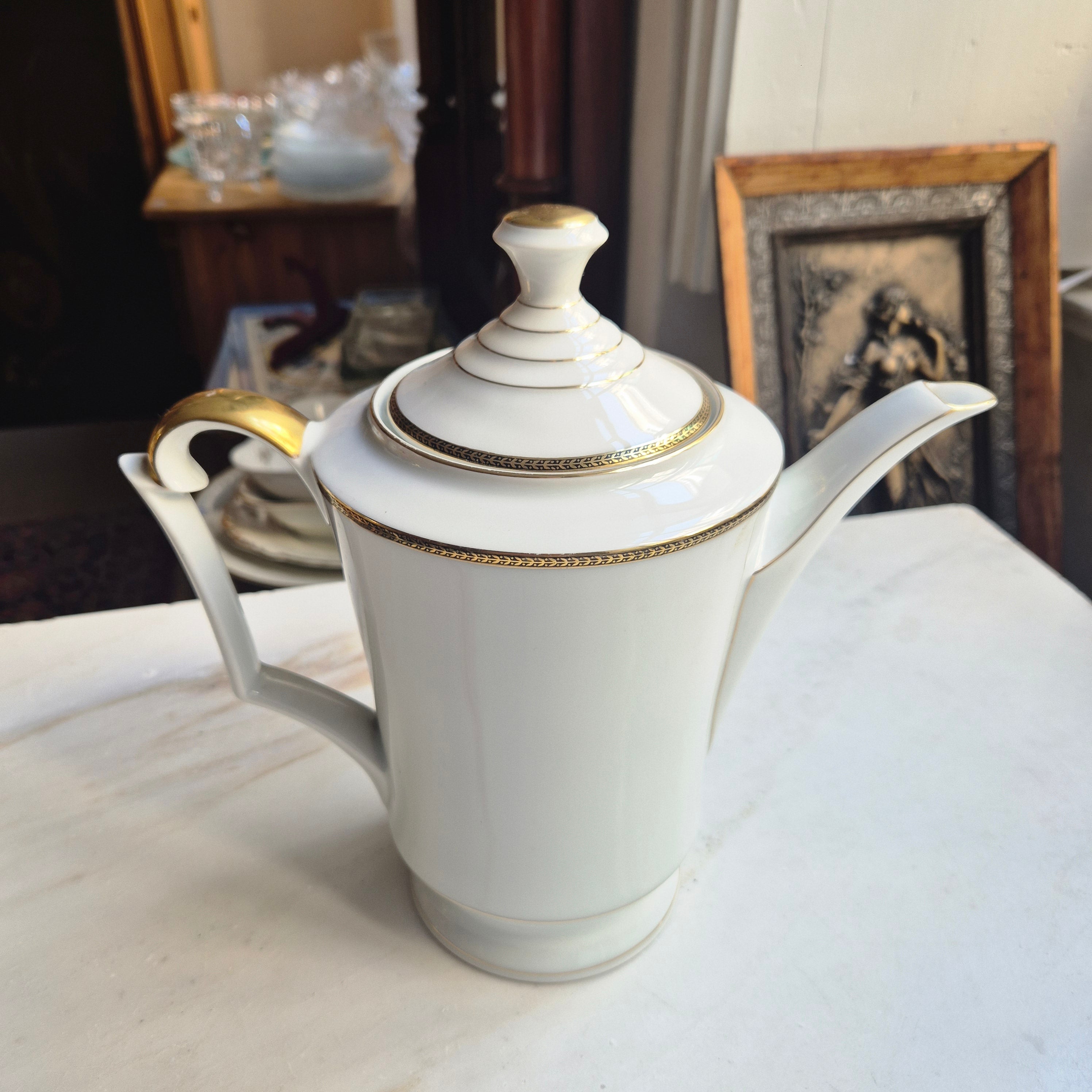 Große Kaffeekanne Porzellan mit Goldrand - Schönwald Bavaria