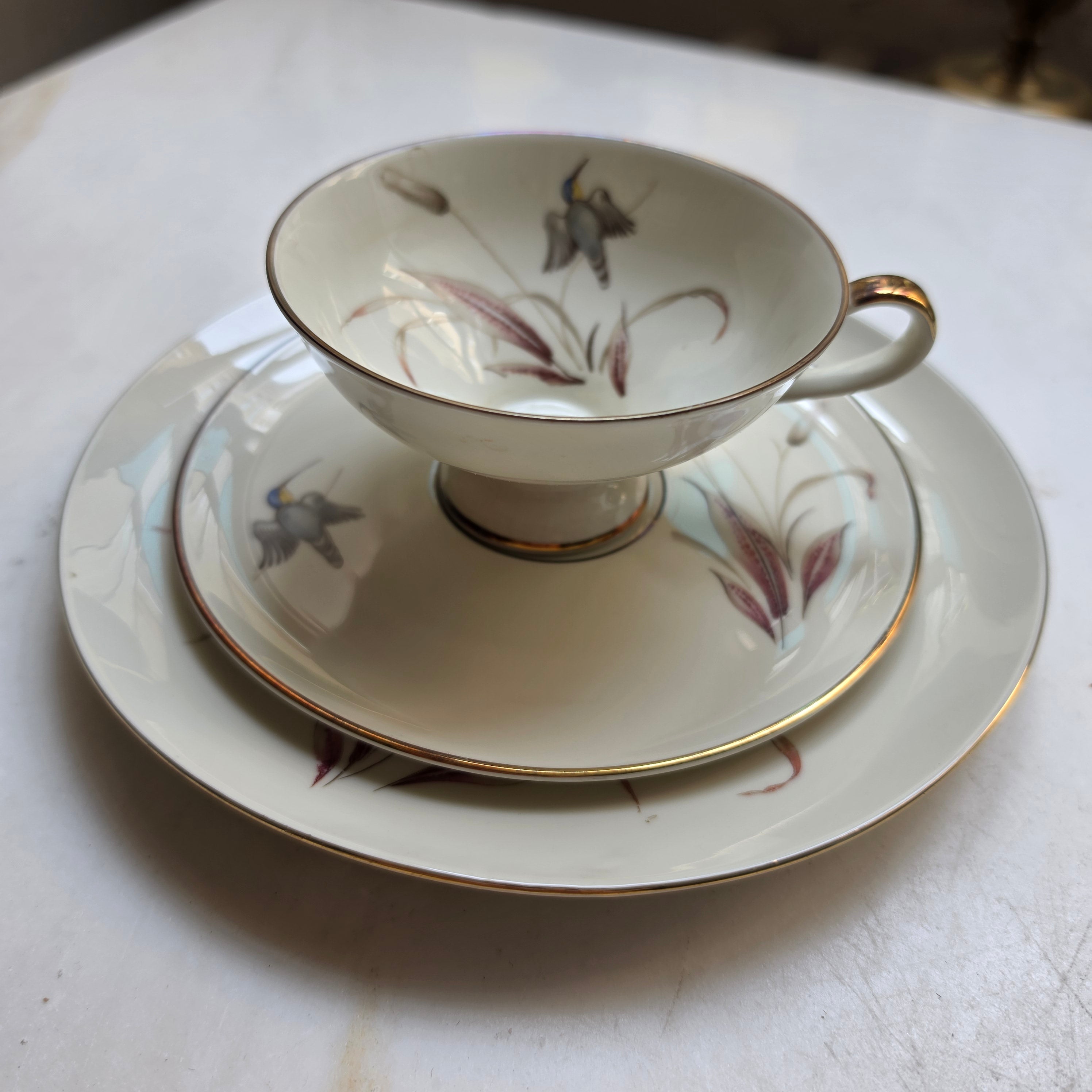Vintage Alka Bavaria 3-teiliges Kaffeeset „Kolibri“ – Edles Porzellan mit Goldrand & Kolibri-Motiv