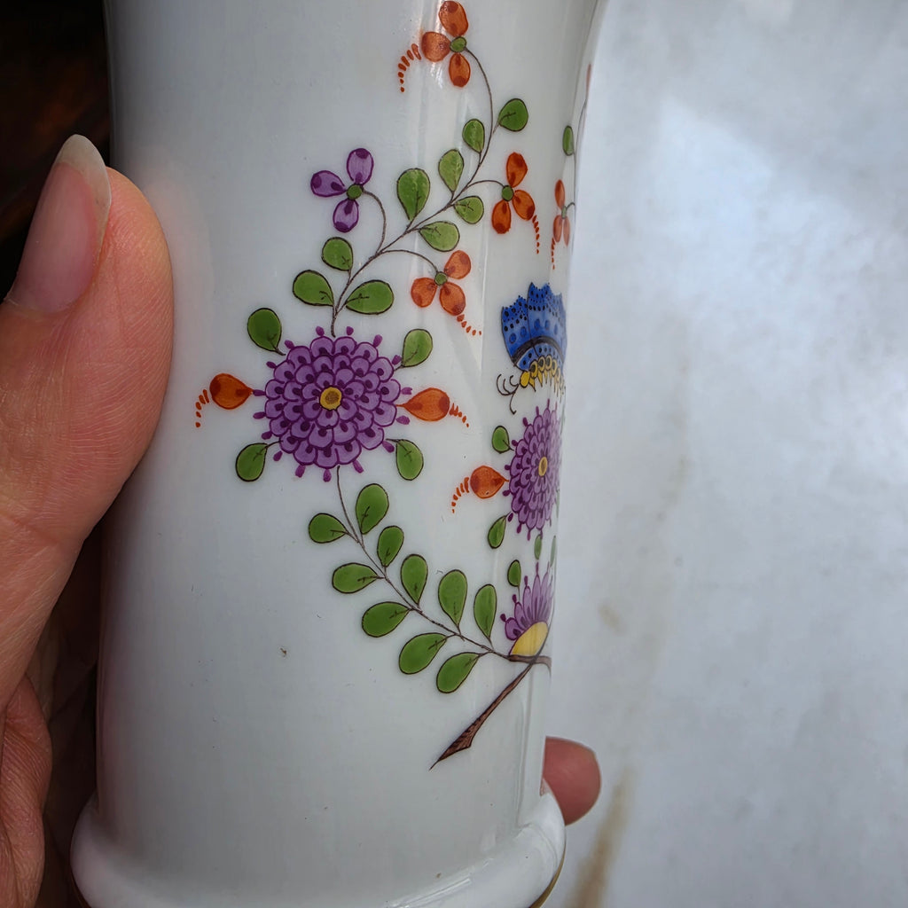 Original Meissen Porzellan Vase - Prunkvase – Indische Blumenmalerei & Goldrand - 1.Wahl