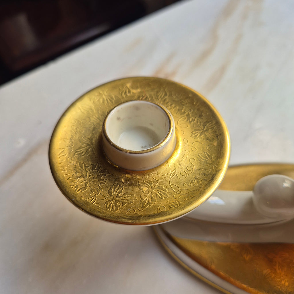 Alka Kunst Bavaria Rheingold - 3 armiger Kerzenständer - Porzellan mit Goldakzenten