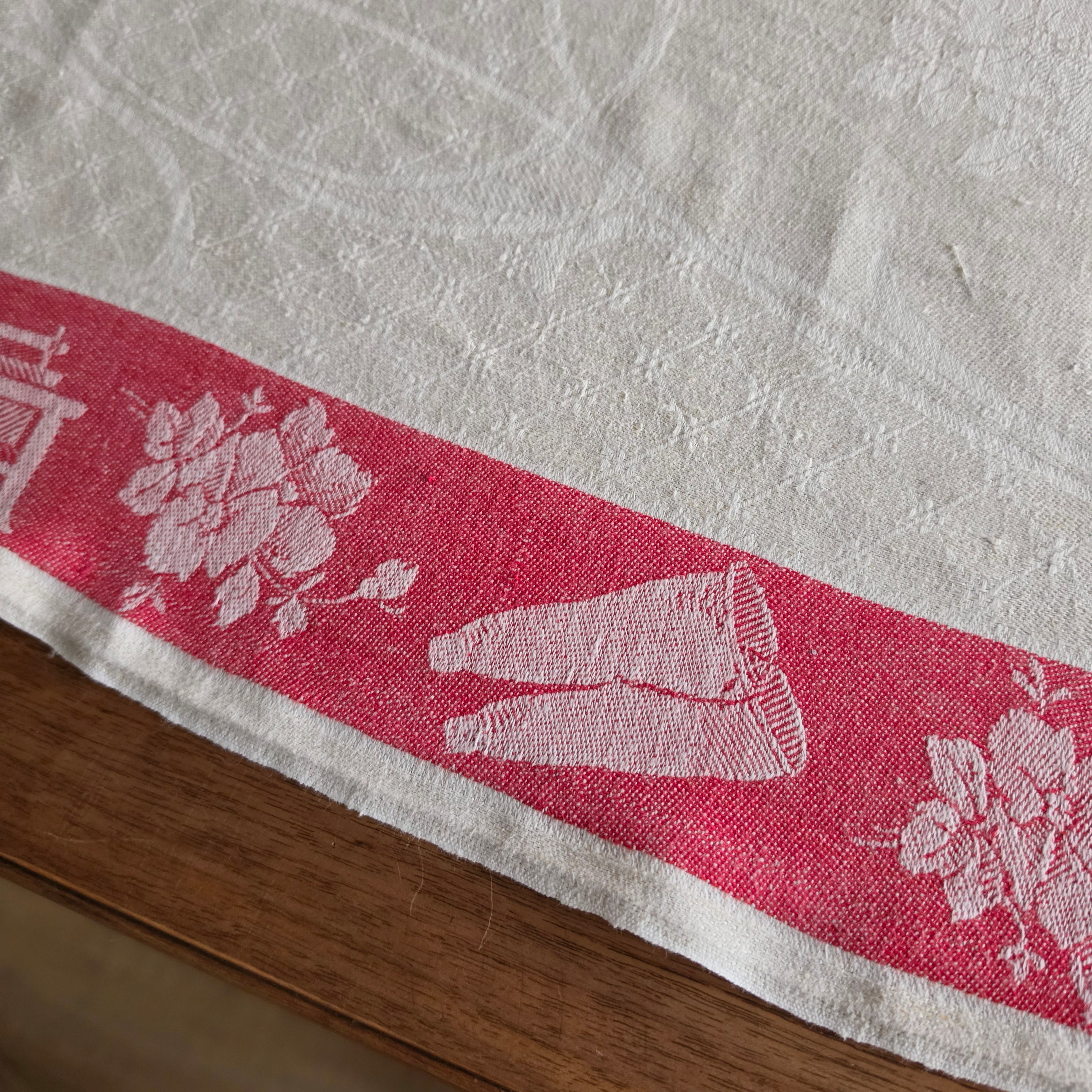 Antikes „Rolltuch“ - Mangeltuch mit seltenem Mangel-Motiv – Um 1900 - 80x195cm