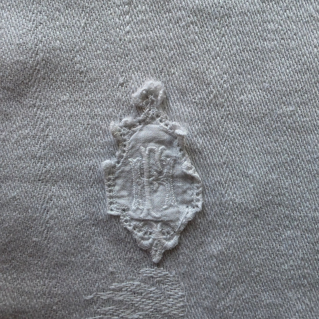 Antikes Jugendstil-Damast-Geschirrtuch - Handtuch – „Behüt dich Gott“ & Jägermotiv - 110 x 48cm