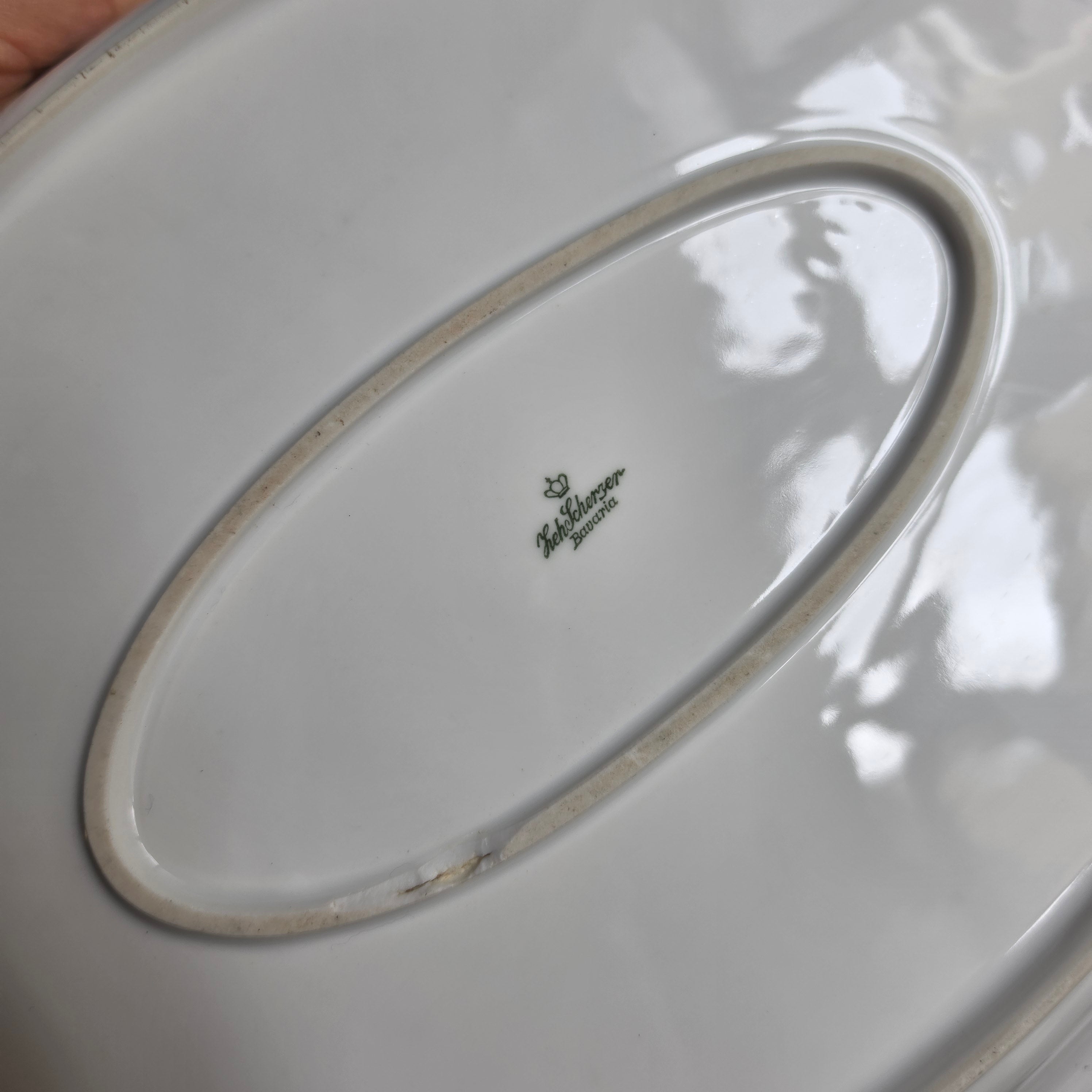 Vintage Melitta Servierplatte "Blauer Rosenstrauß" – Oval – 32 cm – Bavaria Porzellan