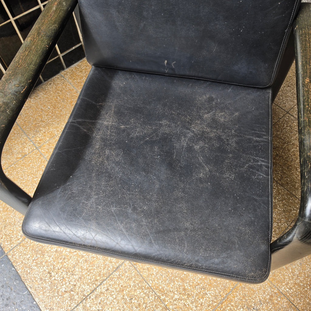 Original Rosenthal Sessel - Studio-Linie - Bjørn Wiinblad Signatur - Leder schwarz