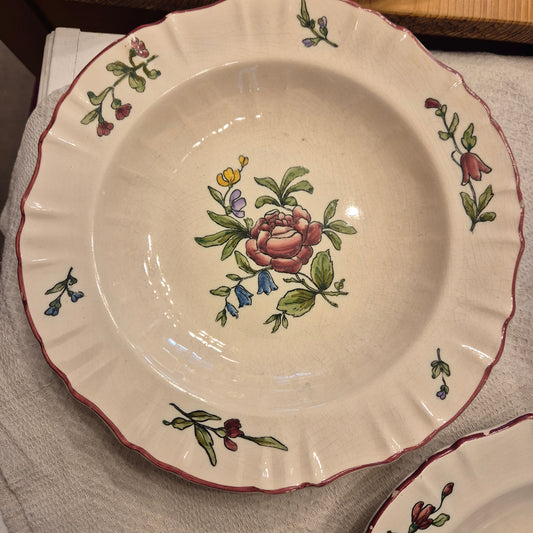 Vintage Zell am Harmersbach Alt Straßburg Flache Suppenteller 538 (Abplatzer) Keramik Blumen