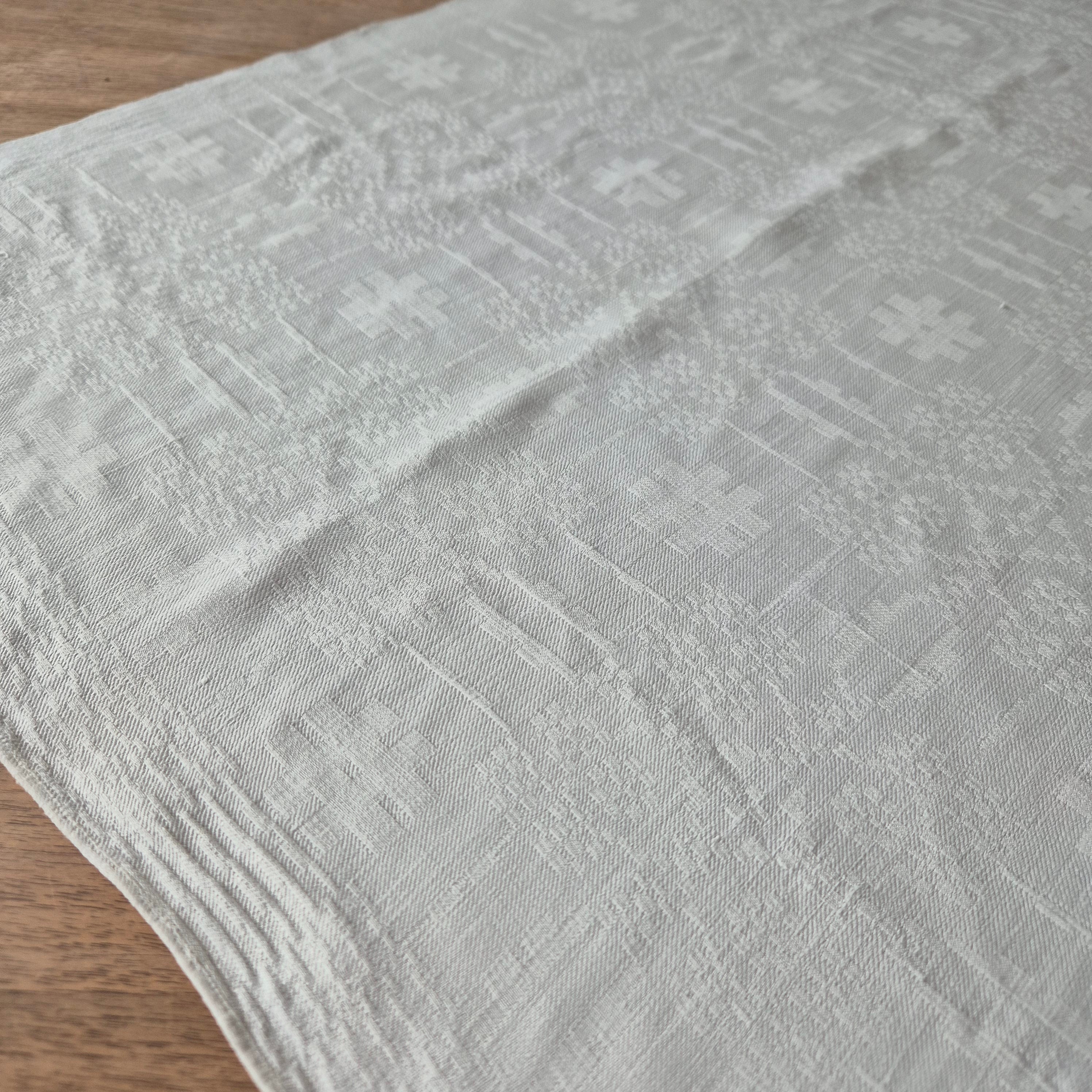 Antike Jugendstil Serviette Leinen Baumwolle Monogramm weiß 74x 79cm Monogram H.B.
