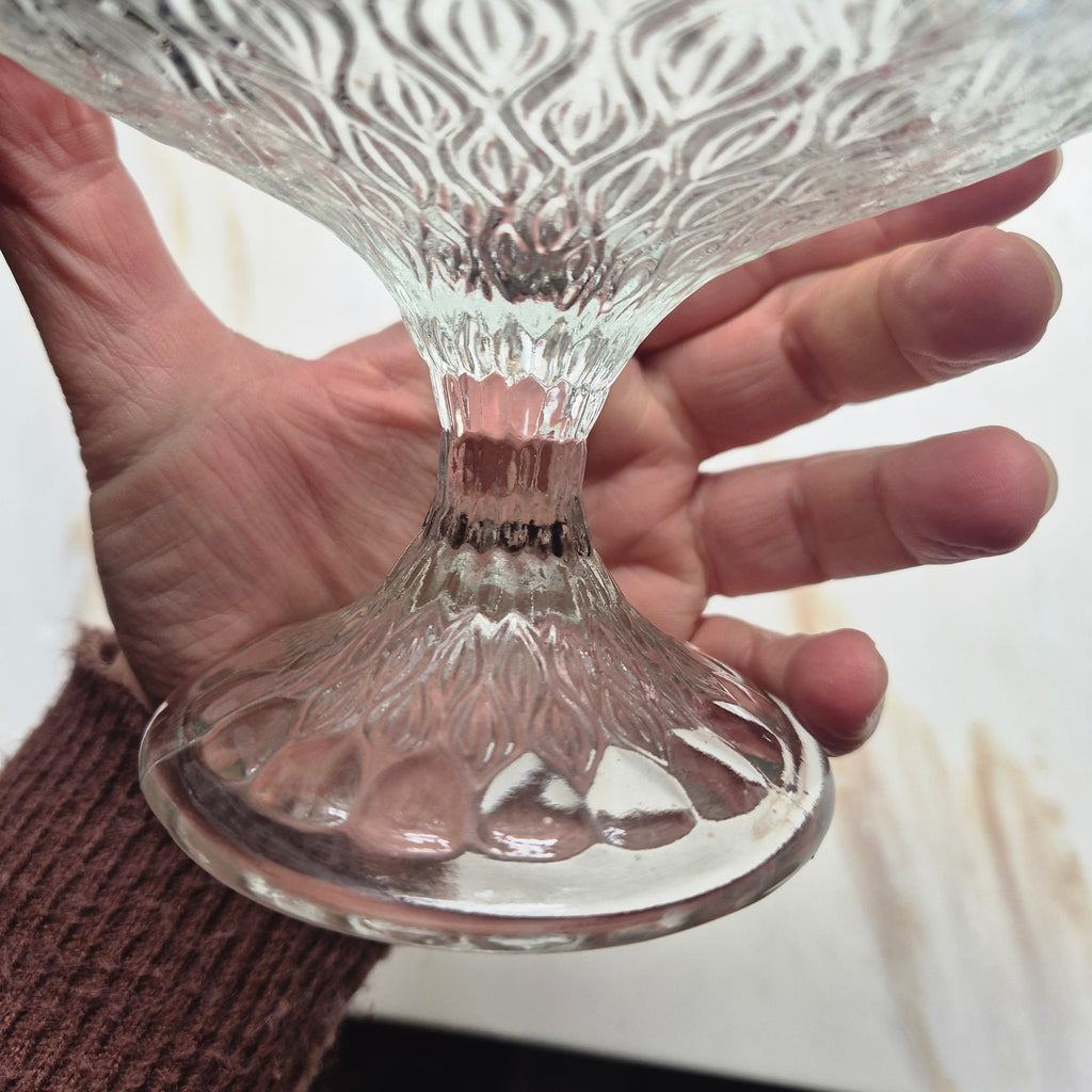 Vintage Glas Schale auf Fuß - Etagere Servierschale