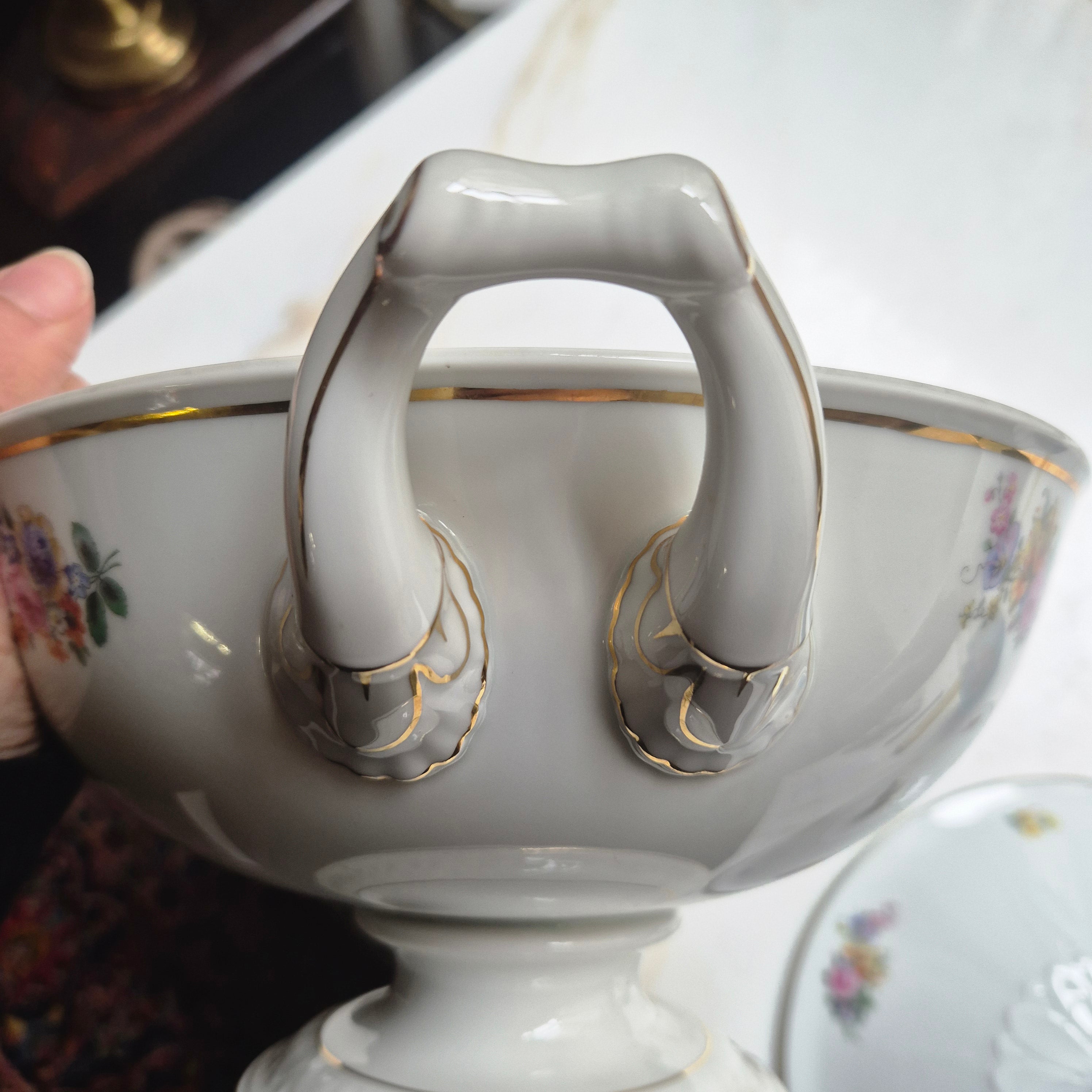Antike Rosenthal Bavaria Empire Terrine Suppenterrine Schüssel Blumenmalerei Porzellan