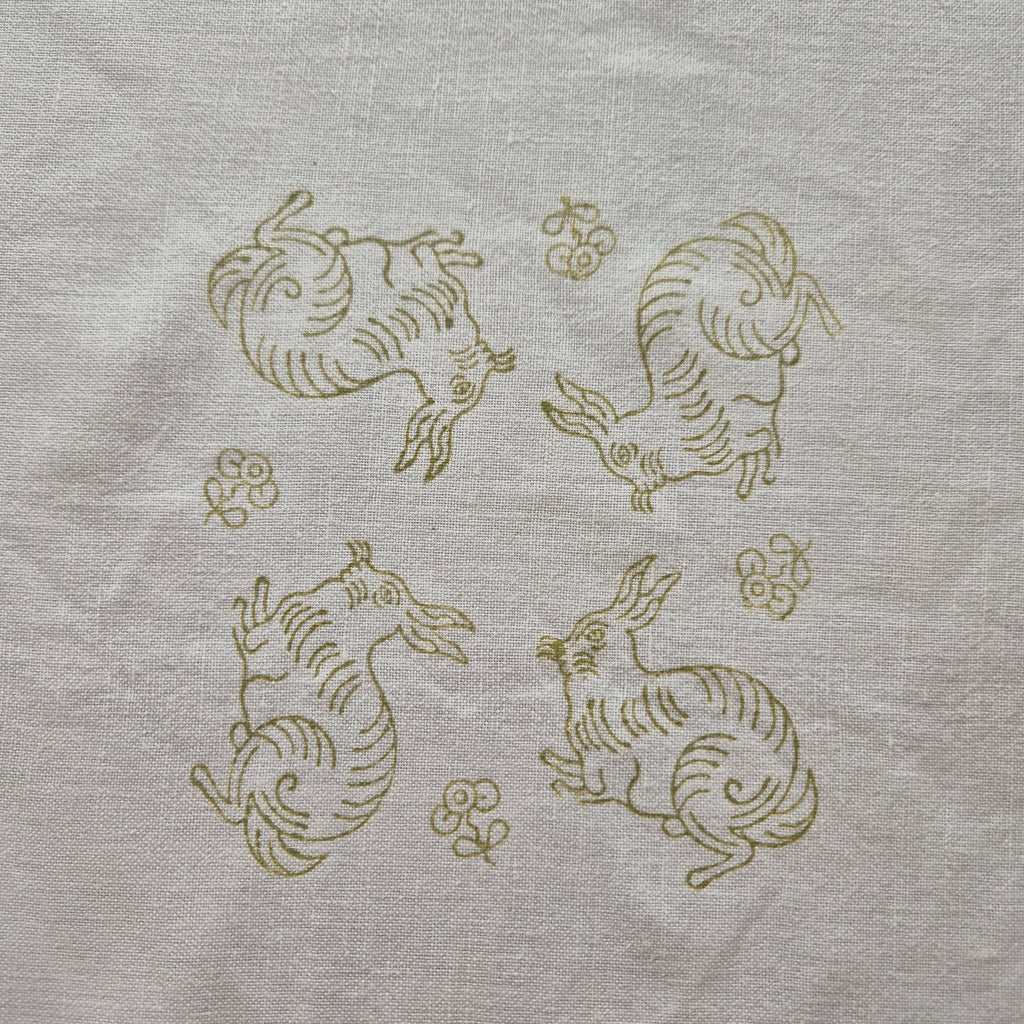 Kleine vintage Mitteldecke bedruckt oder zum besticken grün weiß 53x58cm Ostern