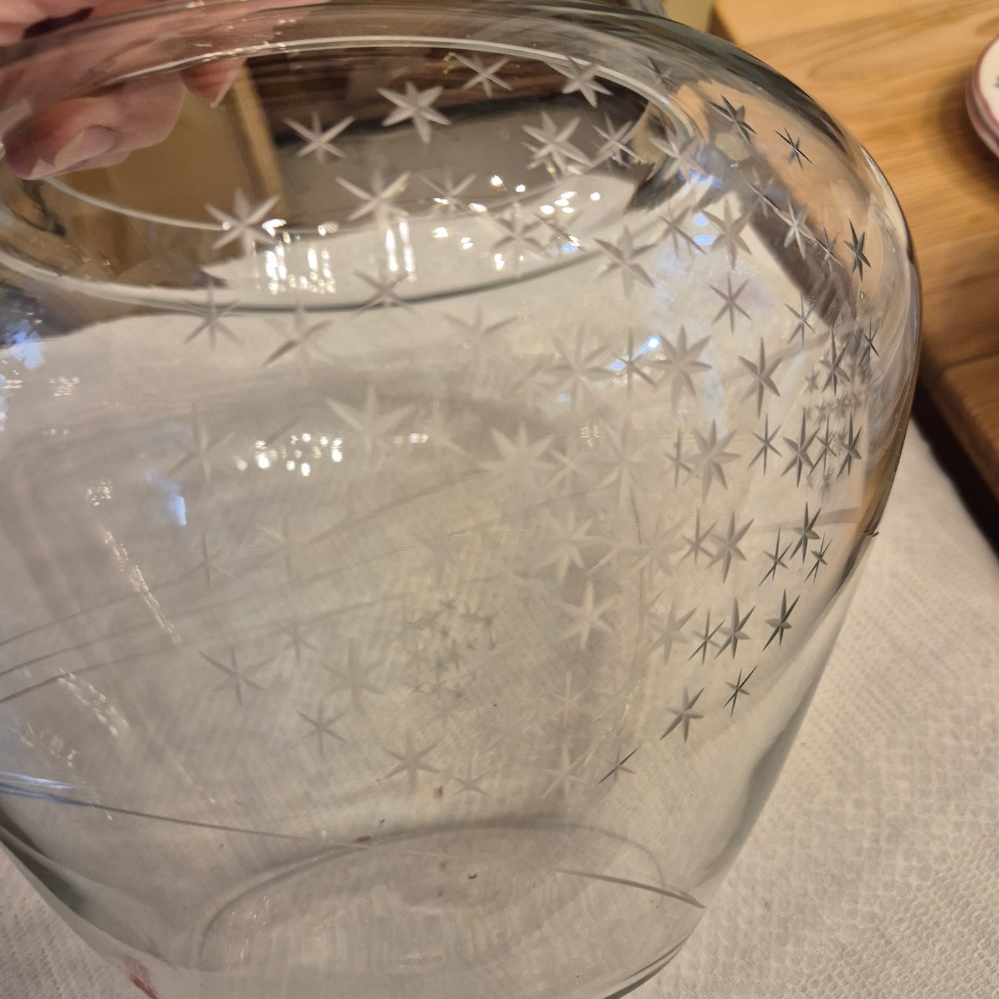 Große Vintage Glas Vase 70er Jahre Blumen